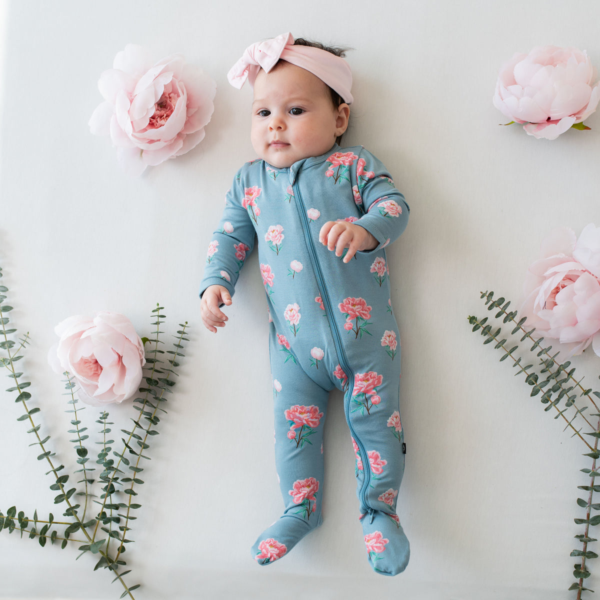 Zippered Sleepsuit in Peony