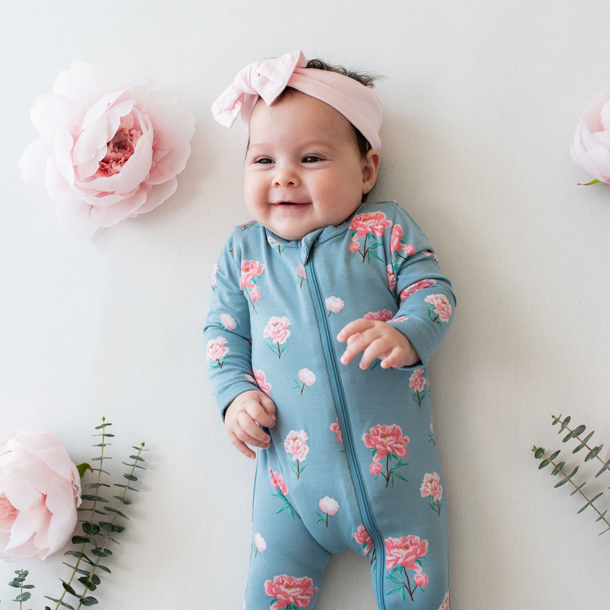 Zippered Footless Sleepsuit in Peony