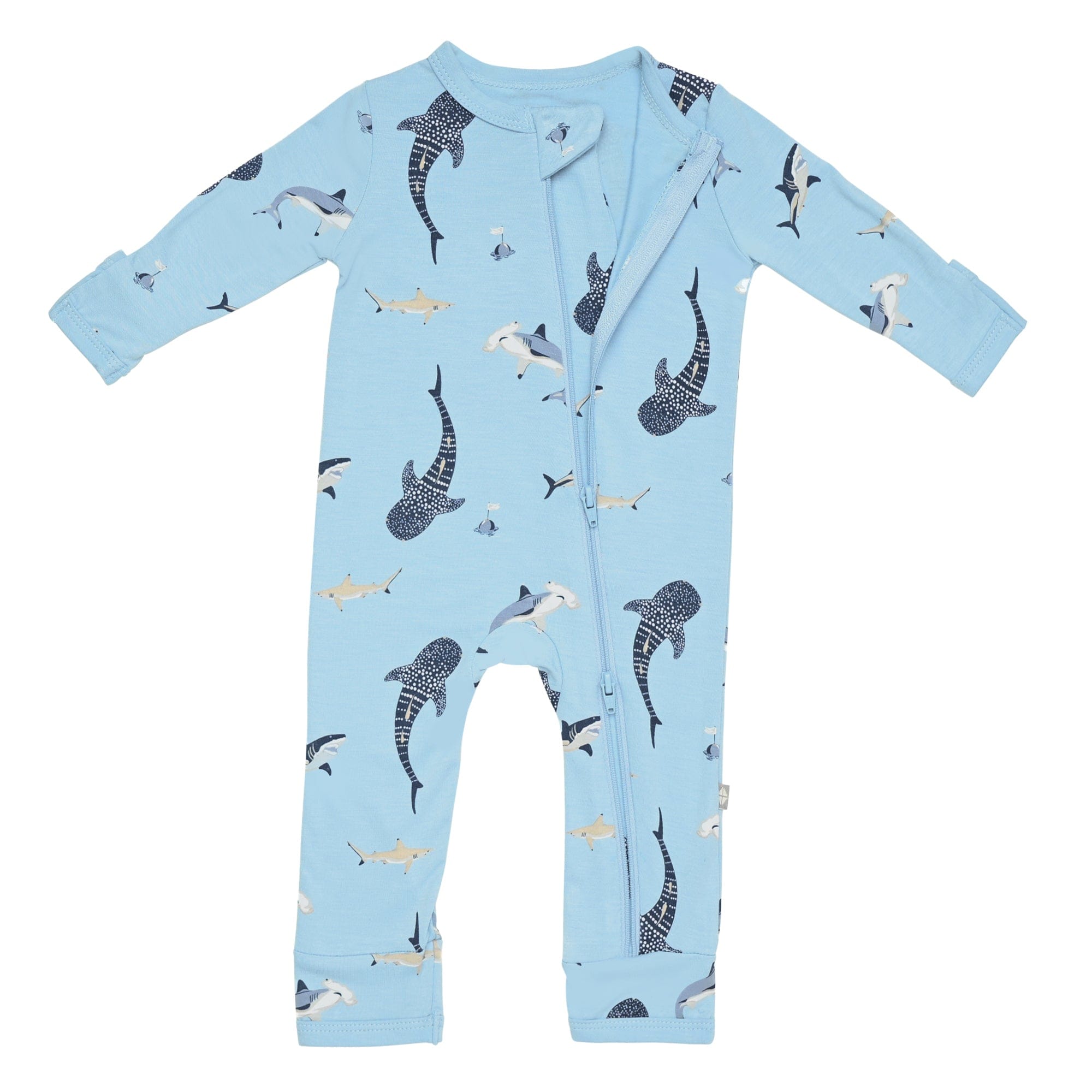 Kyte BABY Zippered Rompers Zippered Romper in Stream Shark