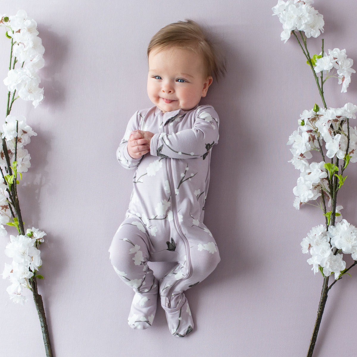 Zippered Sleepsuit in Cherry Blossom