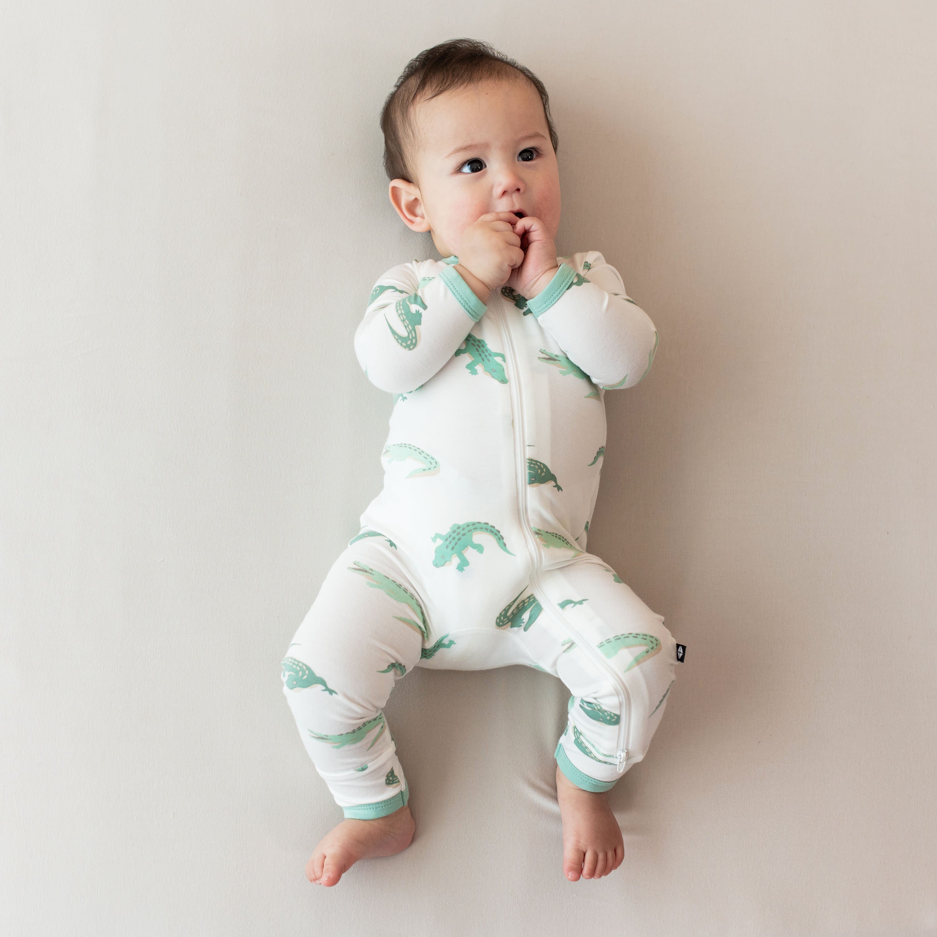 Zippered Footless Sleepsuit in Crocodile