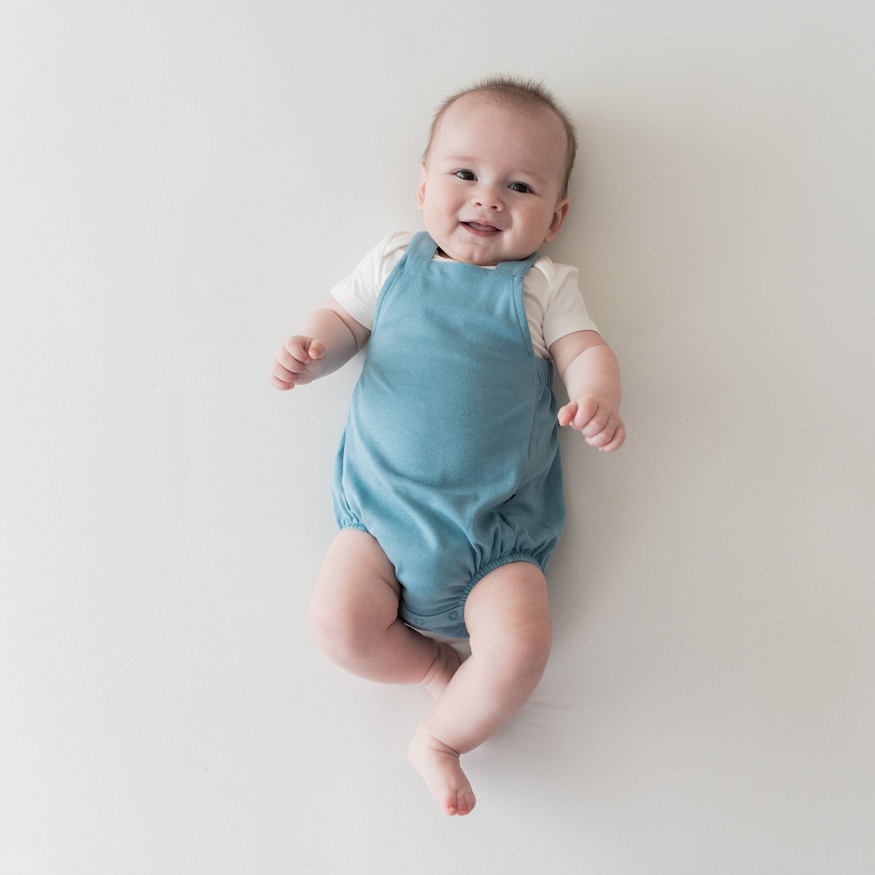 Bamboo Jersey Bubble Dungarees in Dusty Blue