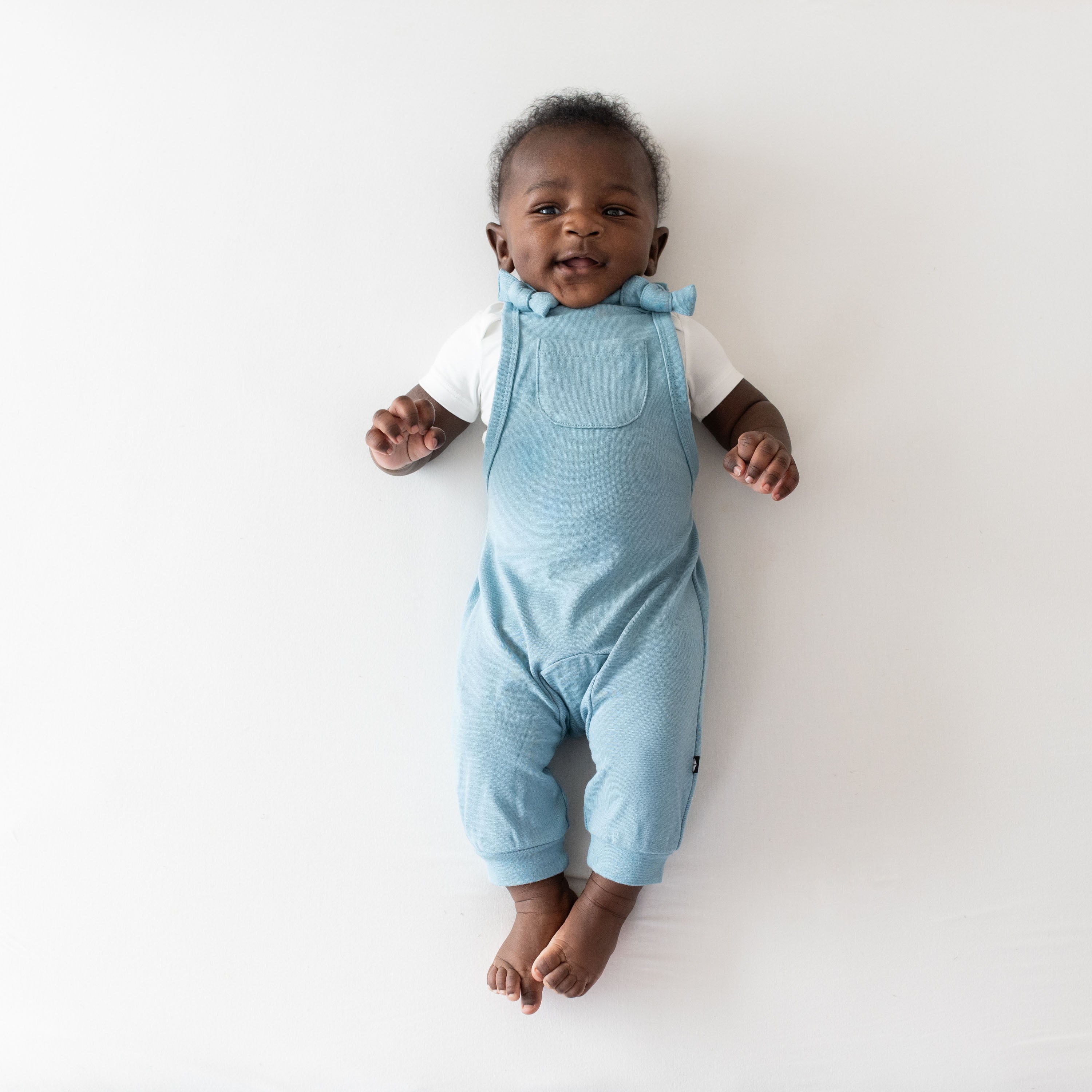 Bamboo Jersey Dungarees in Dusty Blue