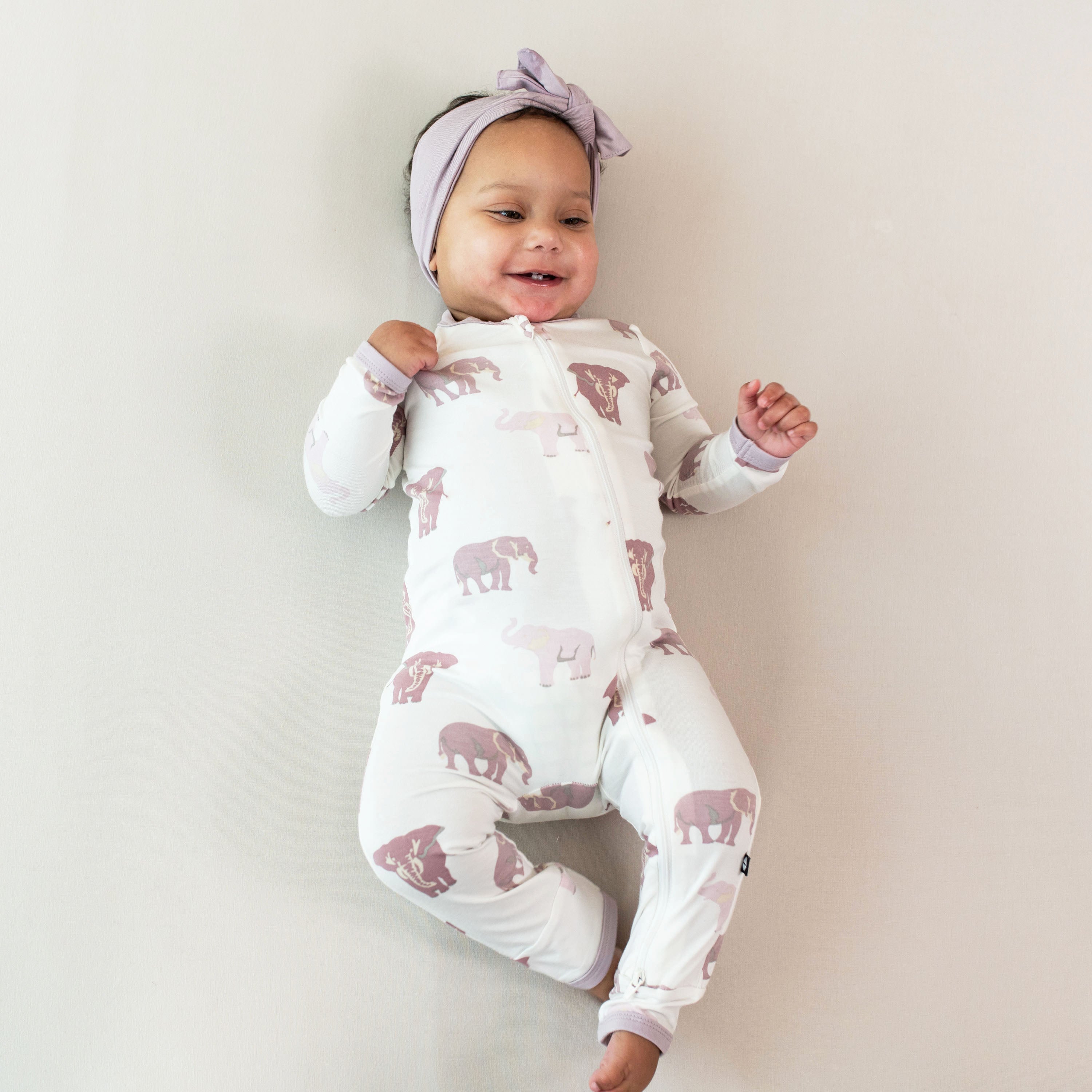 Zippered Footless Sleepsuit in Elephant