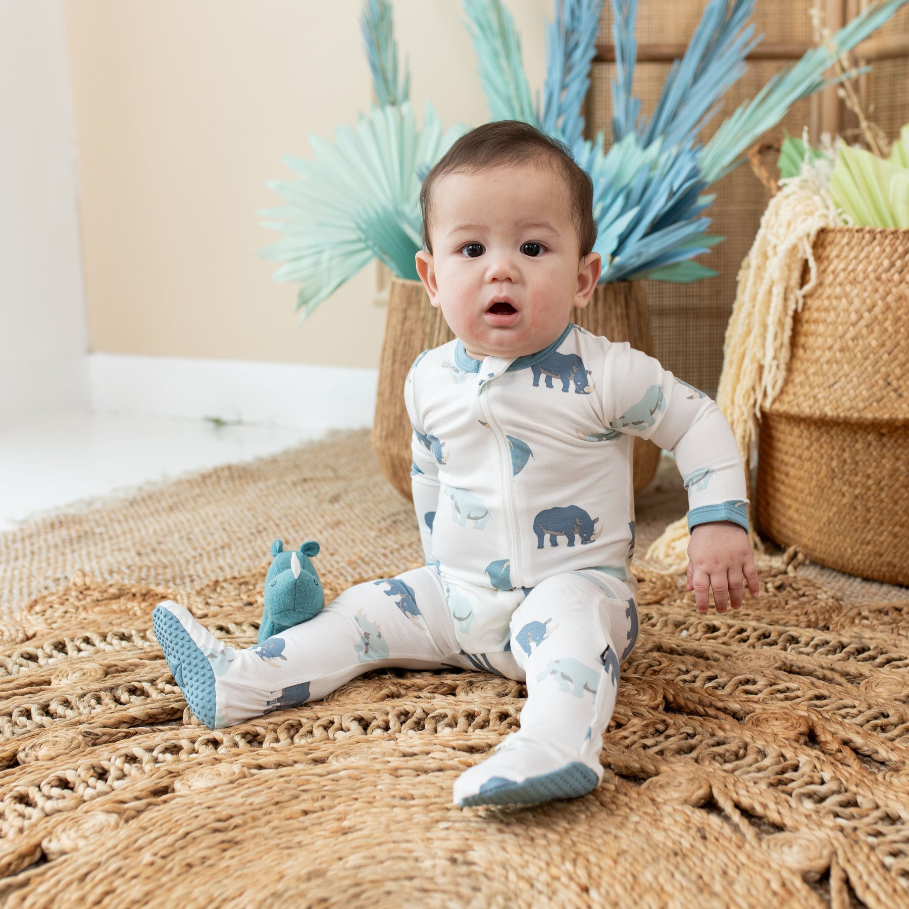 Zippered Sleepsuit in Rhino