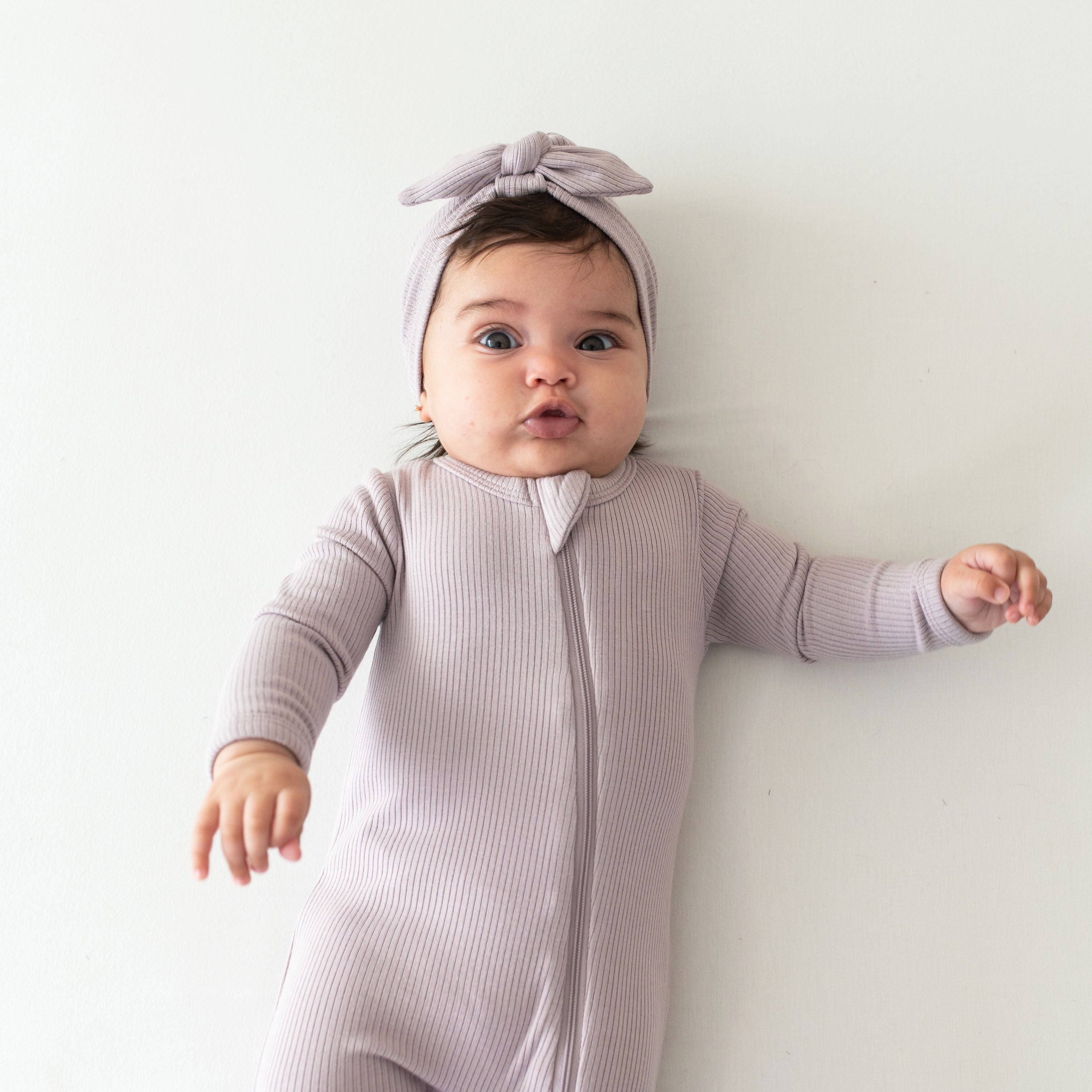 Ribbed Zippered Sleepsuit in Wisteria