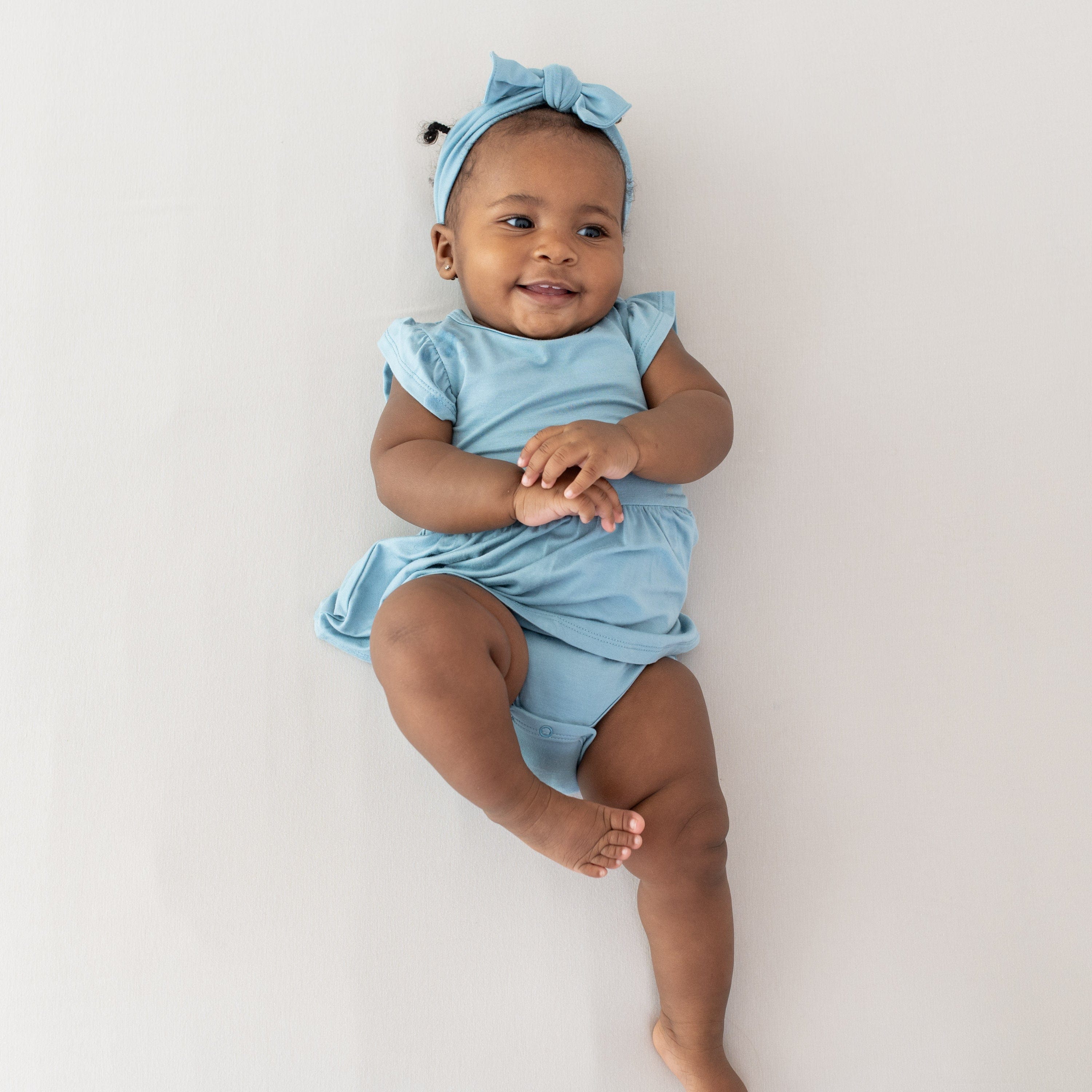 Kyte Baby Bodysuit Dress Twirl Bodysuit Dress in Dusty Blue