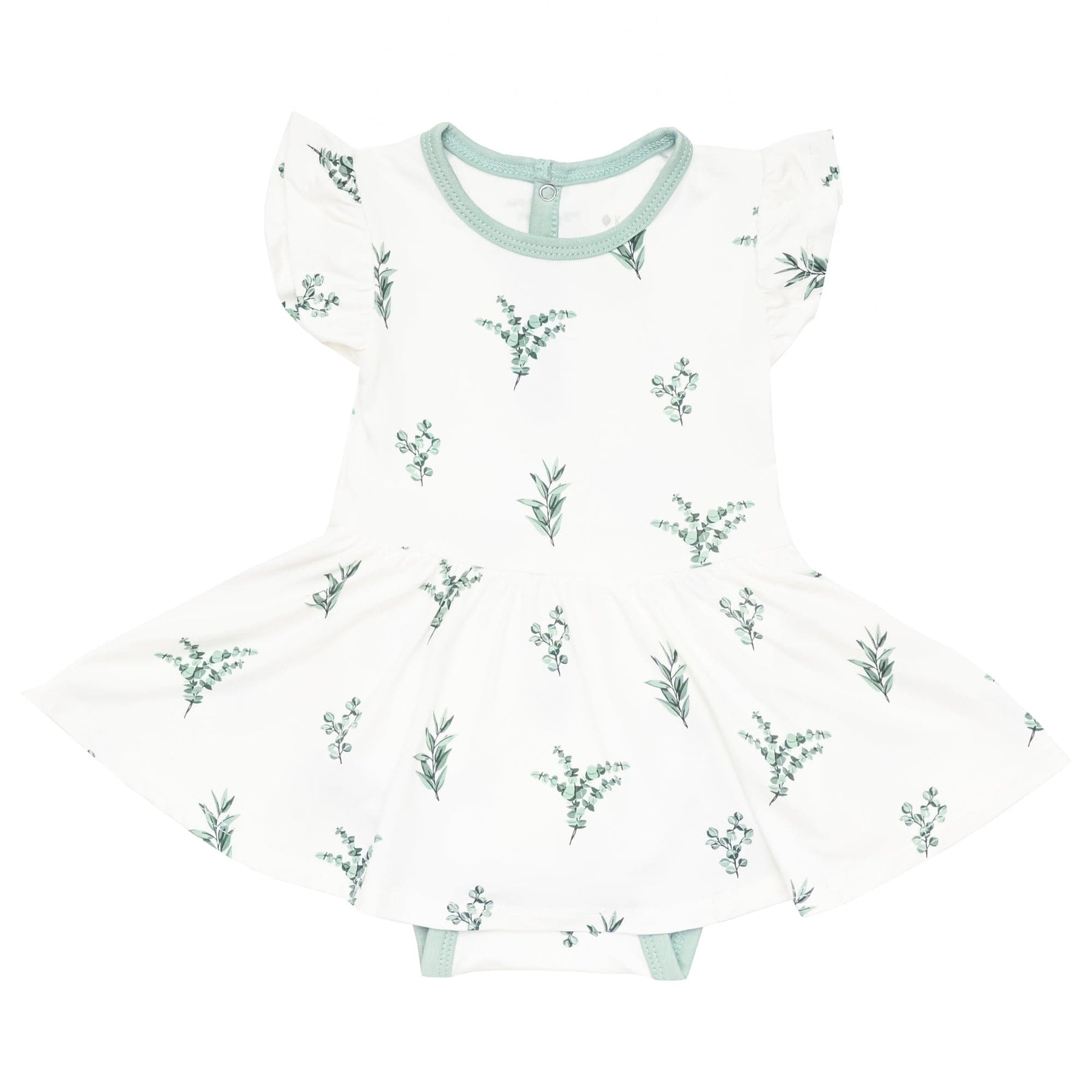 Kyte BABY Bodysuit Dress Twirl Bodysuit Dress in Eucalyptus