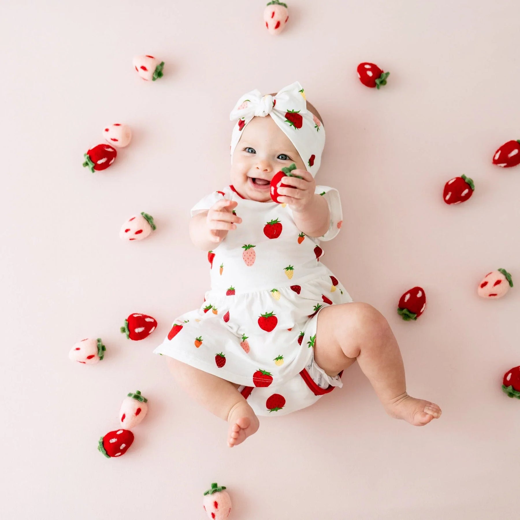 Kyte BABY Bodysuit Dress Twirl Bodysuit Dress in Strawberry