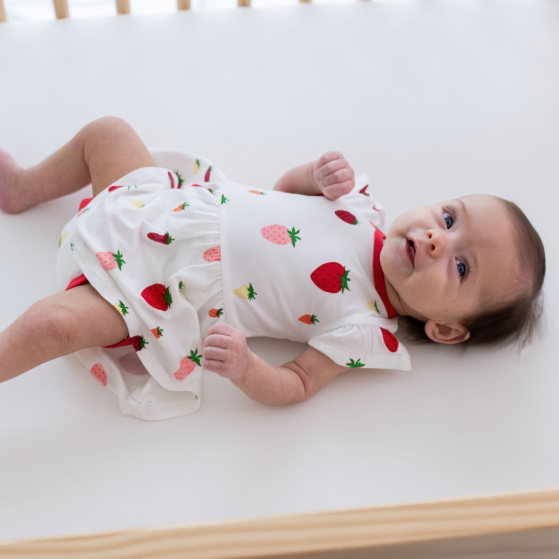 Kyte BABY Bodysuit Dress Twirl Bodysuit Dress in Strawberry