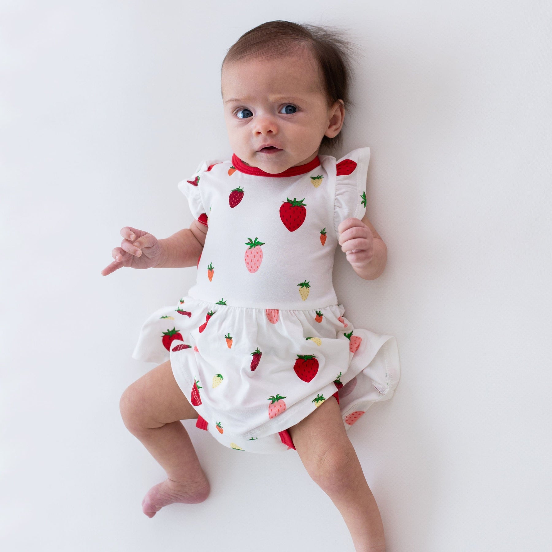 Kyte BABY Bodysuit Dress Twirl Bodysuit Dress in Strawberry