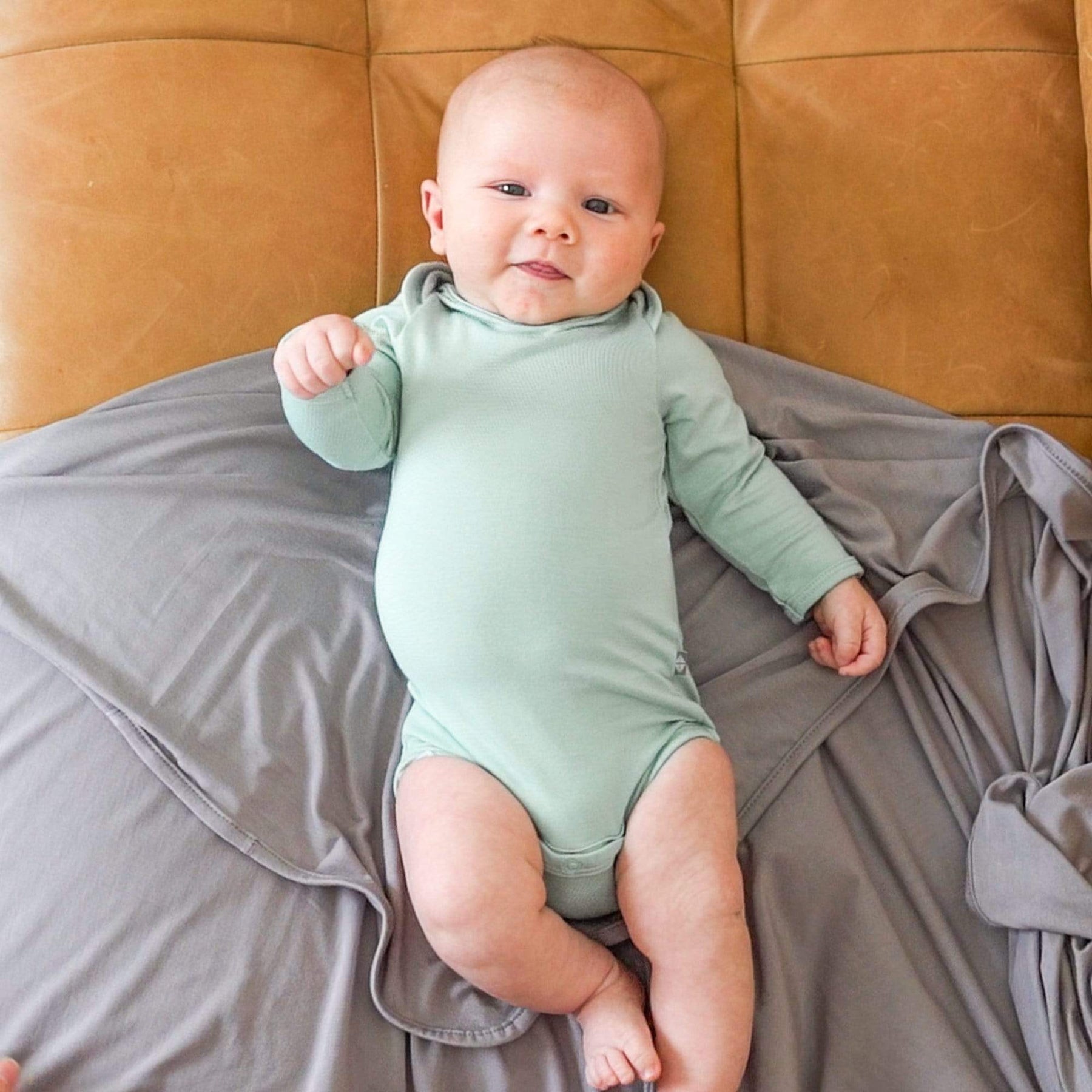 Kyte BABY Layette Long Sleeve Bodysuit in Sage