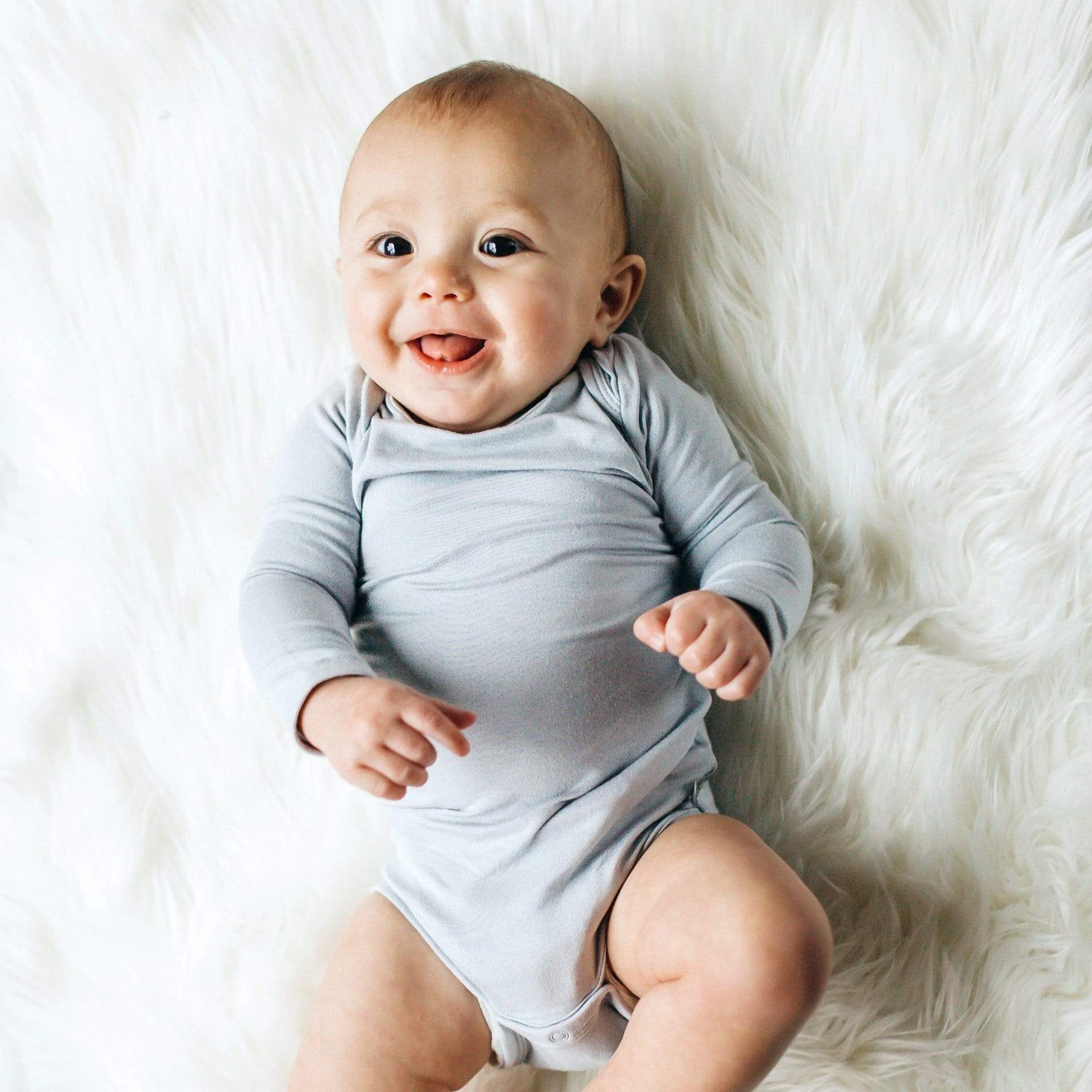 Kyte BABY Layette Long Sleeve Bodysuit in Storm