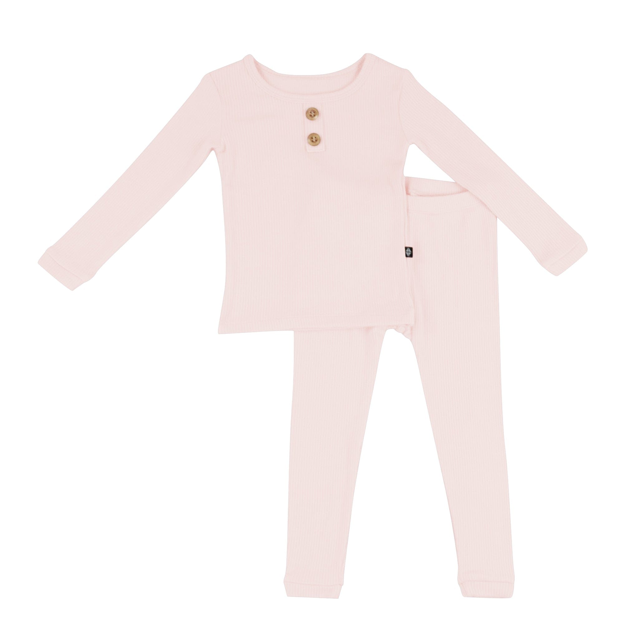 Kyte Baby Ribbed Henley Set Ribbed Henley Set in Blush