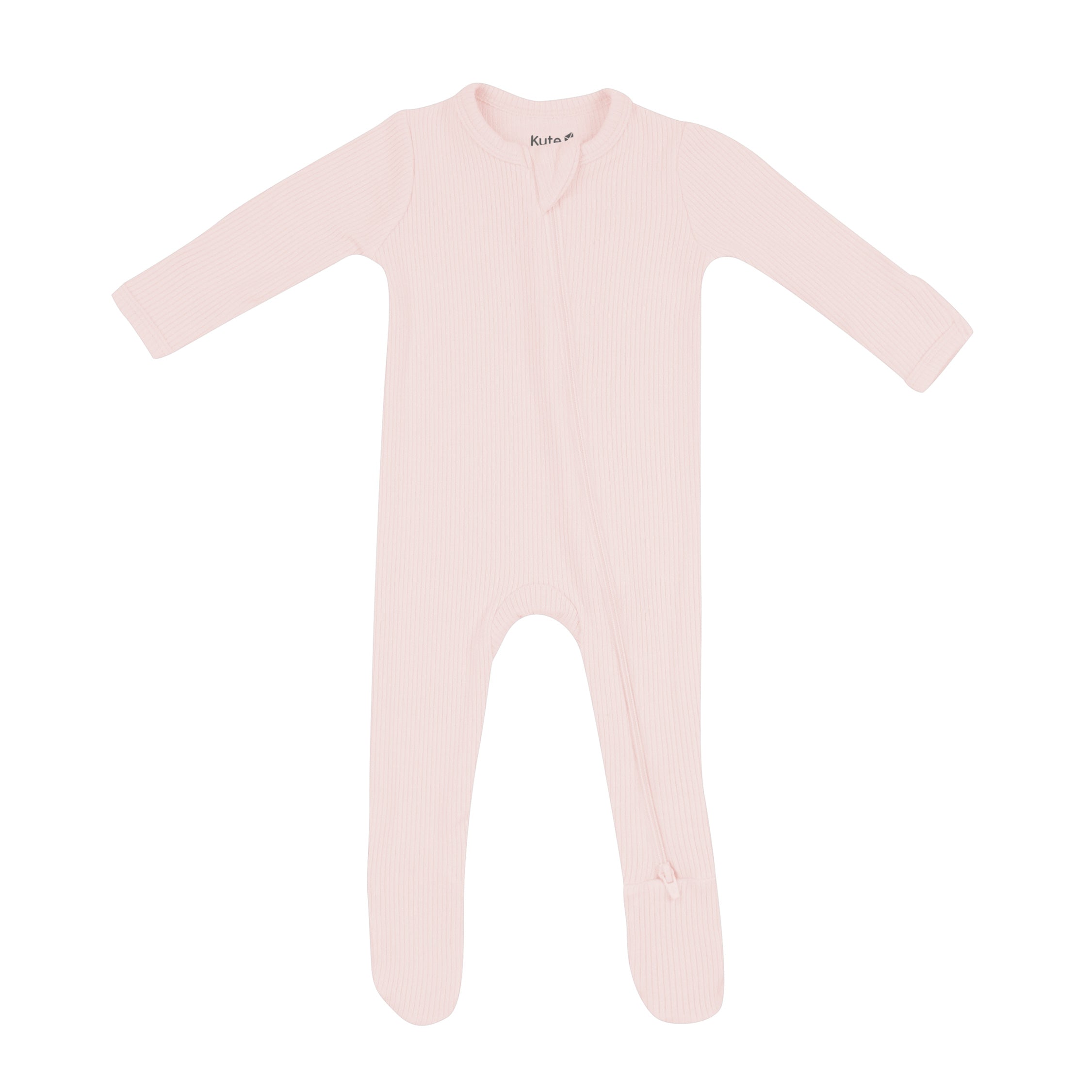 Kyte Baby Ribbed Zipper Footie Ribbed Zipper Footie in Blush