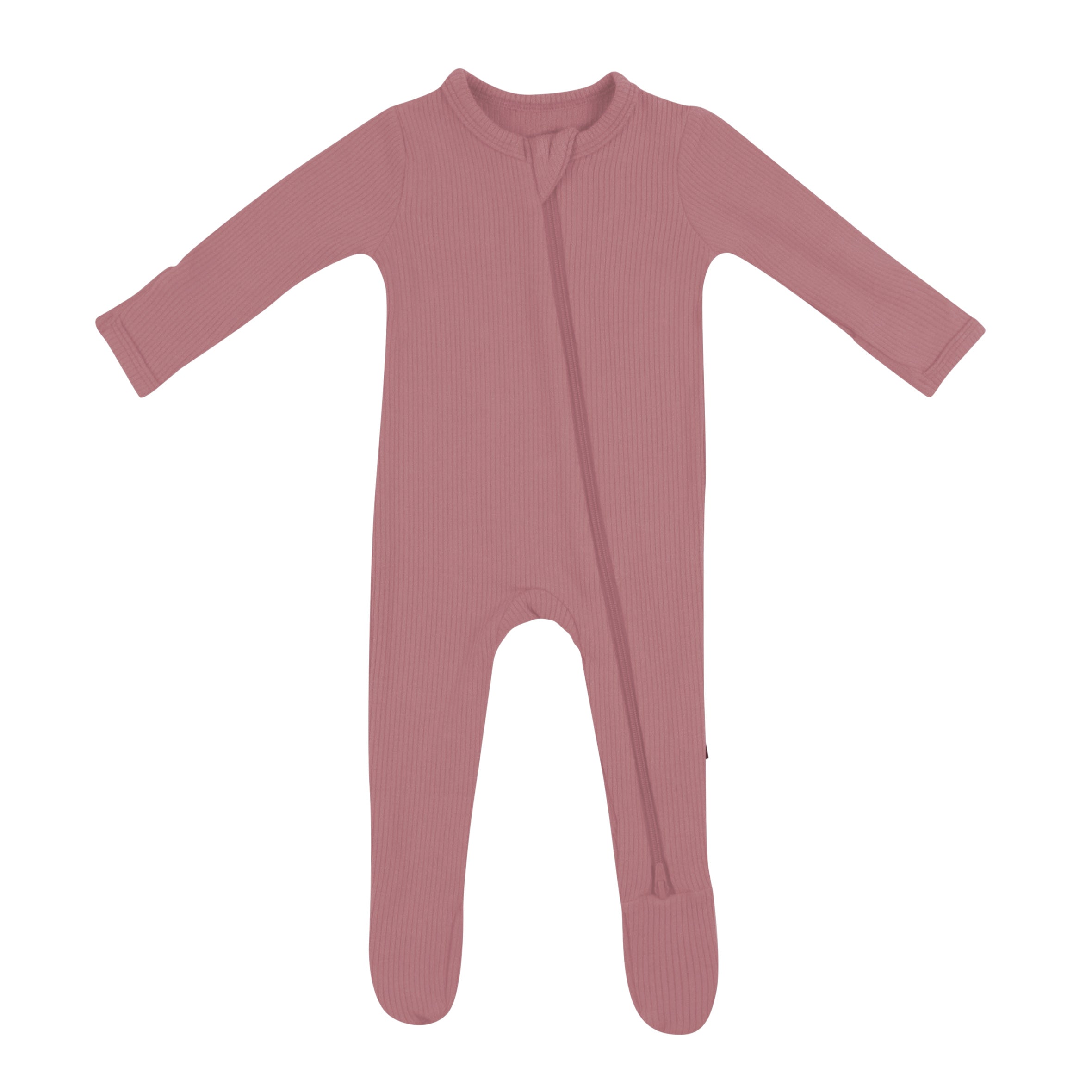 Kyte Baby Ribbed Zipper Footie Ribbed Zipper Footie in Dusty Rose