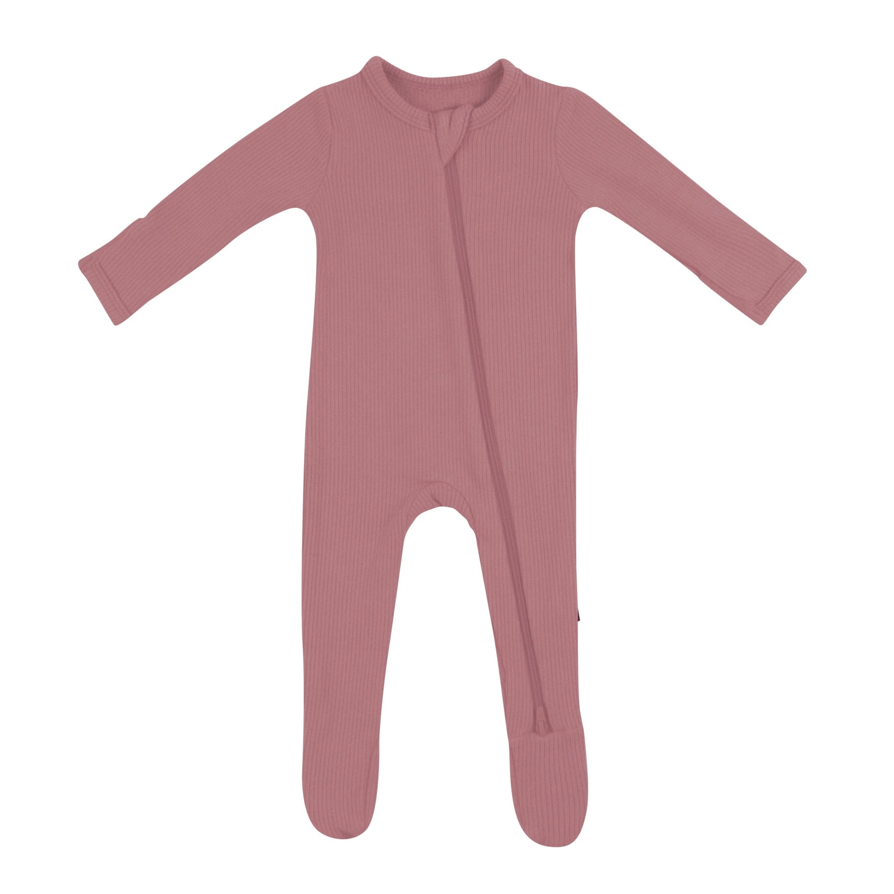 Kyte Baby Ribbed Zipper Footie Ribbed Zipper Footie in Dusty Rose