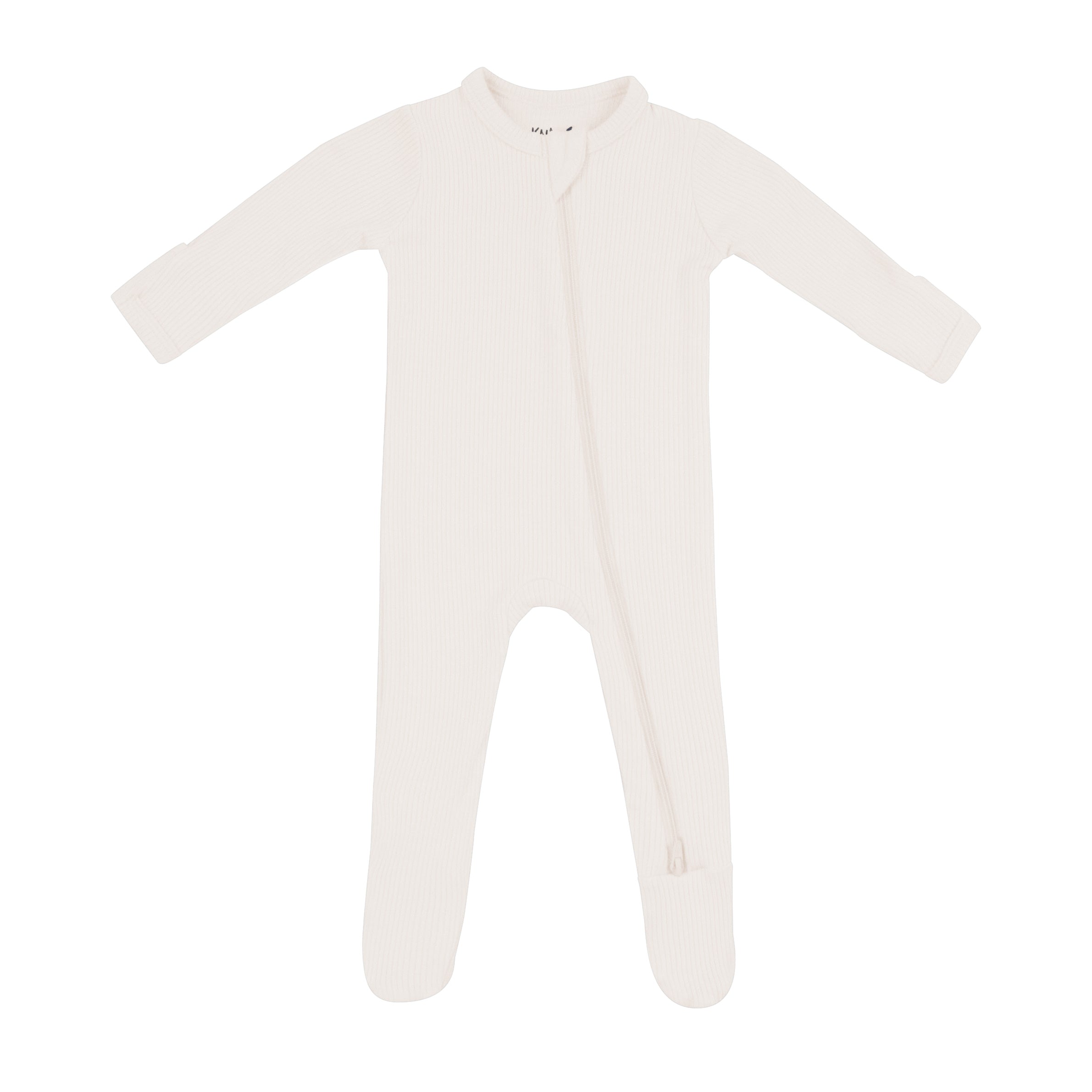 Kyte Baby Ribbed Zipper Footie Ribbed Zipper Footie in Oat