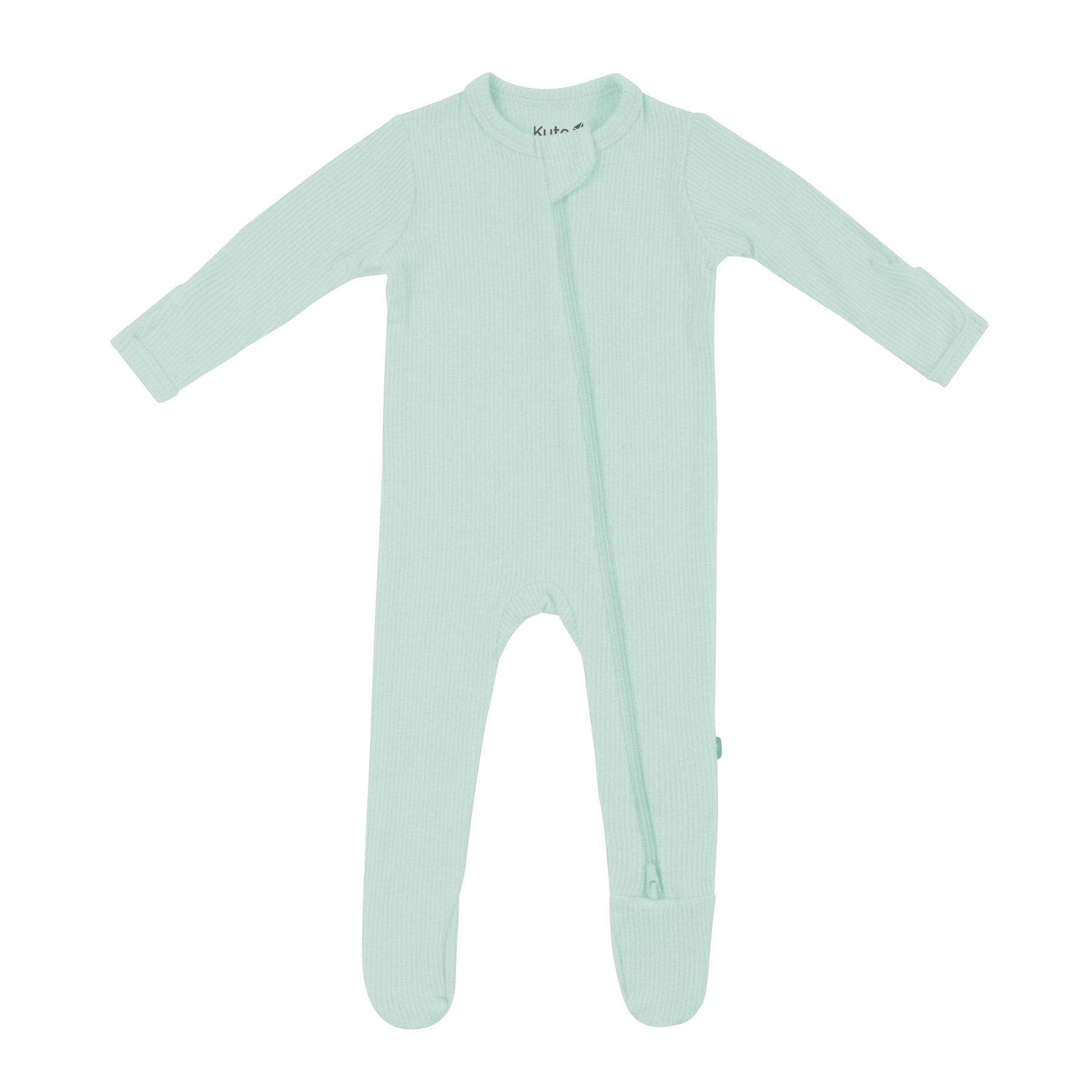 Kyte Baby Ribbed Zipper Footie Ribbed Zipper Footie in Sage