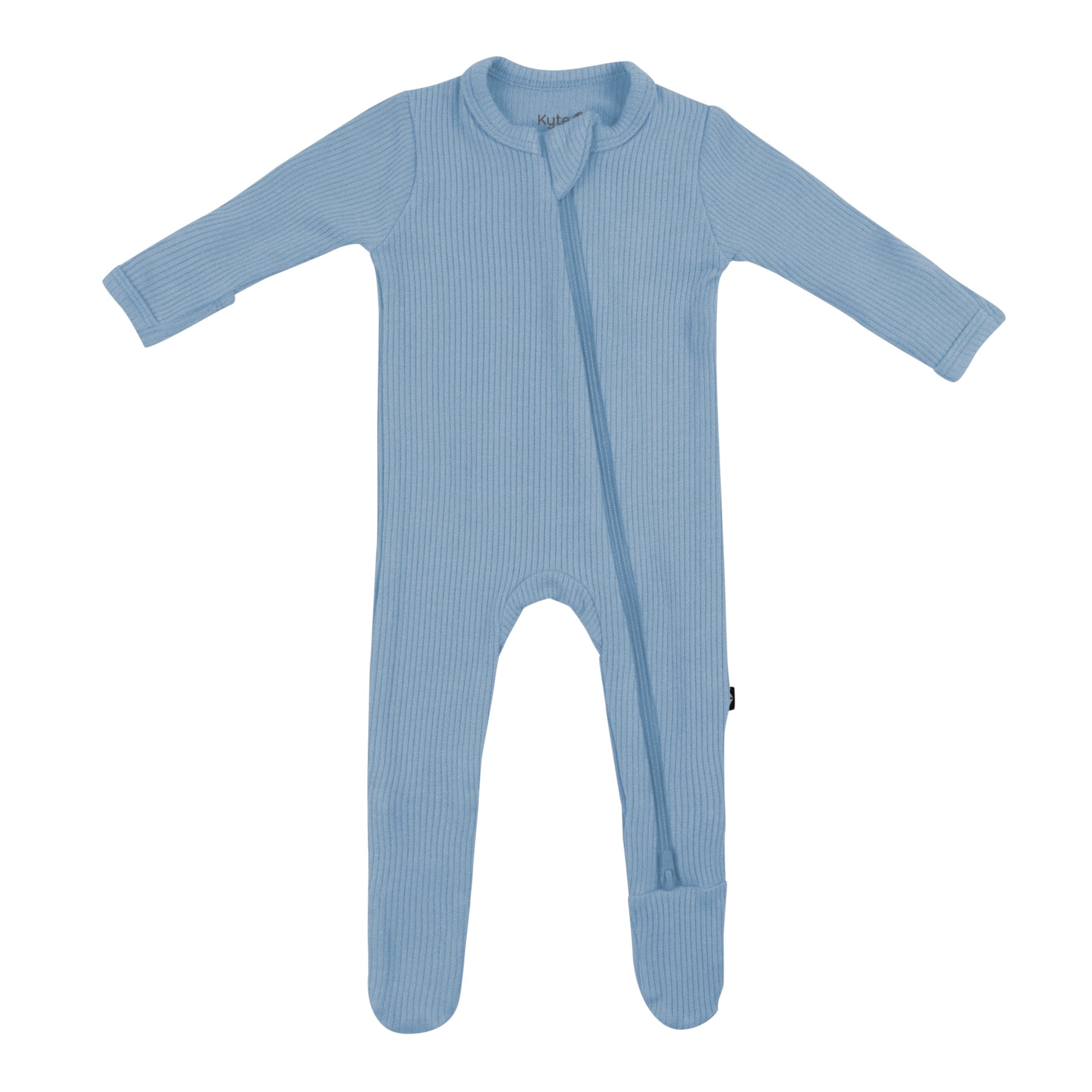 Kyte Baby Ribbed Zipper Footie Ribbed Zipper Footie in Slate