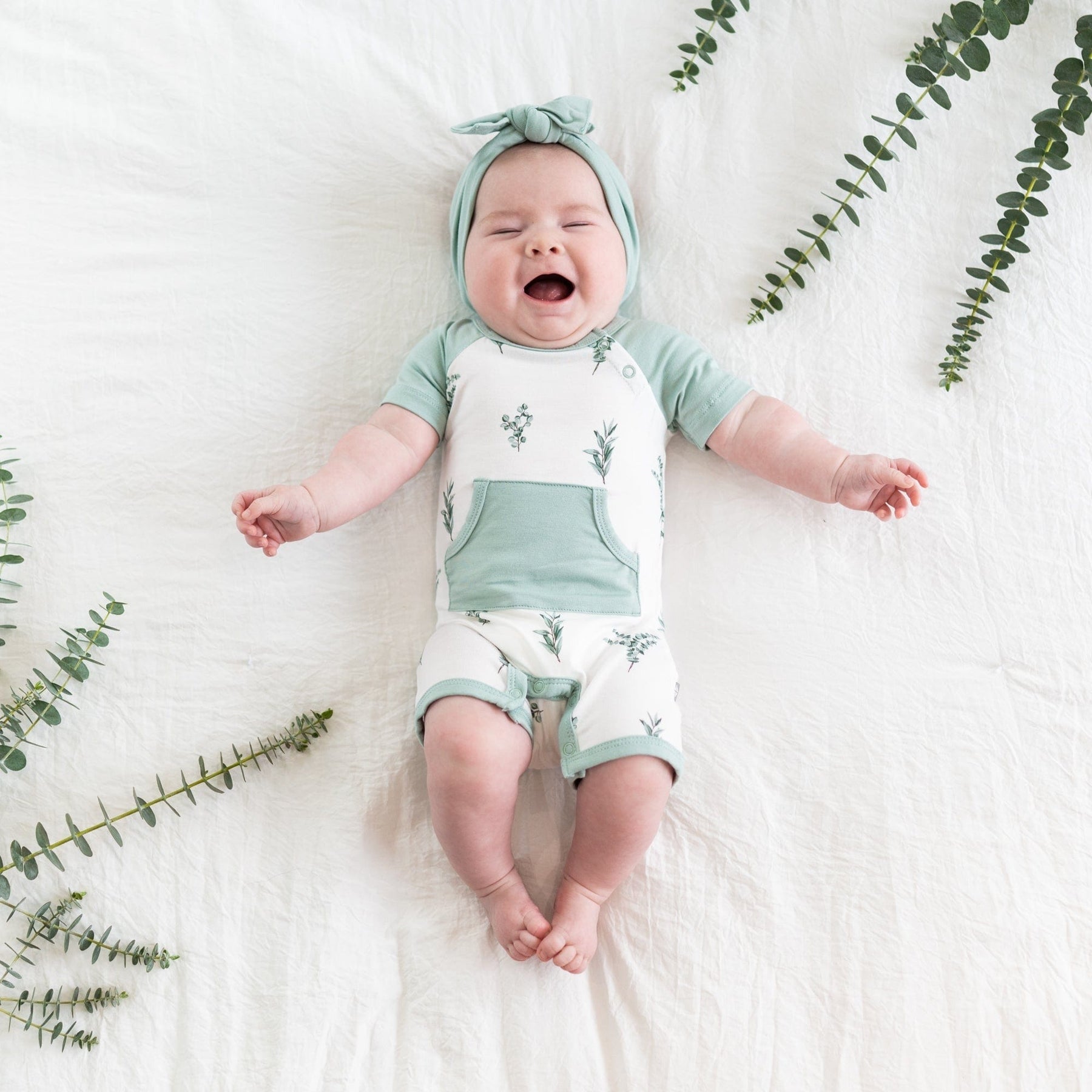 Kyte BABY Short Alls Short All in Eucalyptus