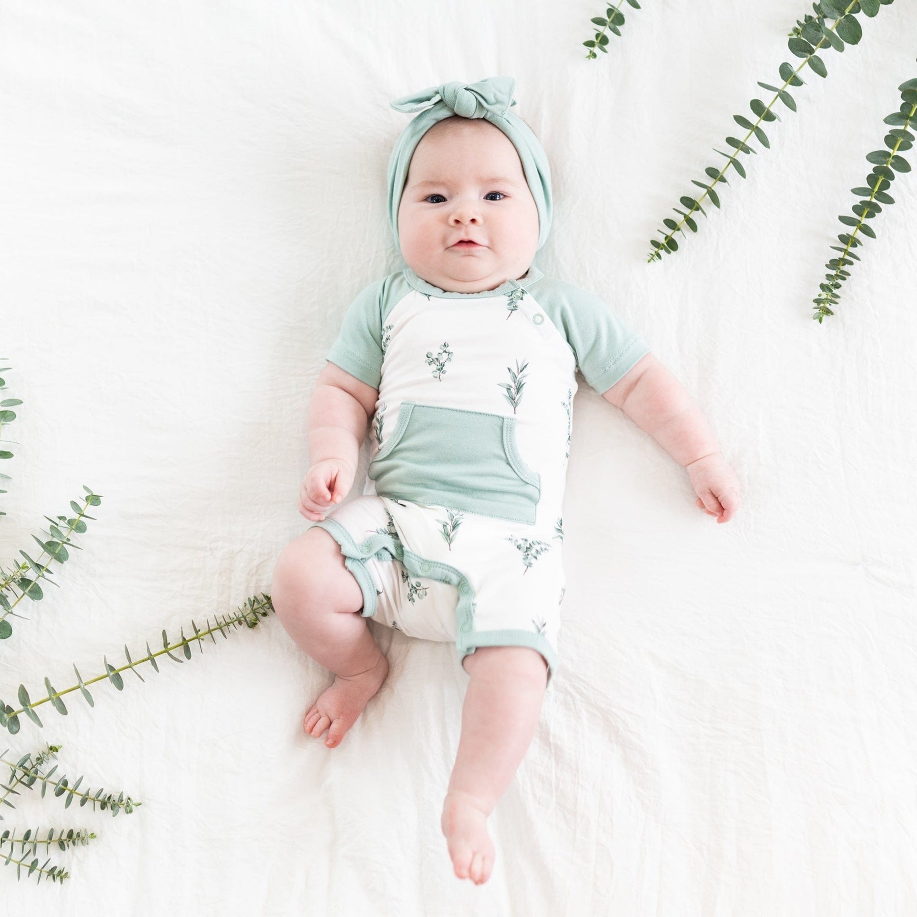 Kyte BABY Short Alls Short All in Eucalyptus