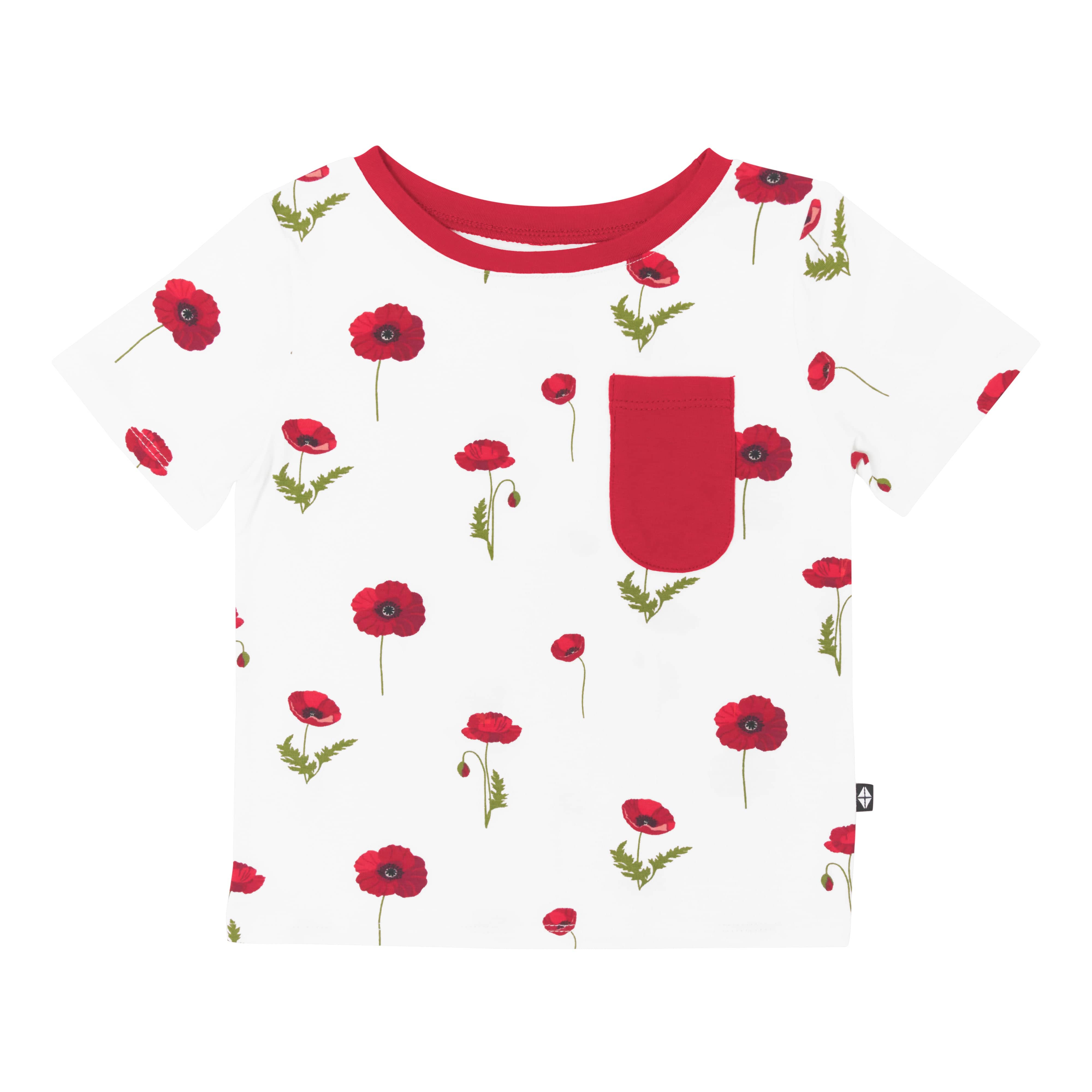 Kyte Baby Short Sleeve Toddler Unisex Tee Toddler Crew Neck Tee in Cloud Poppies