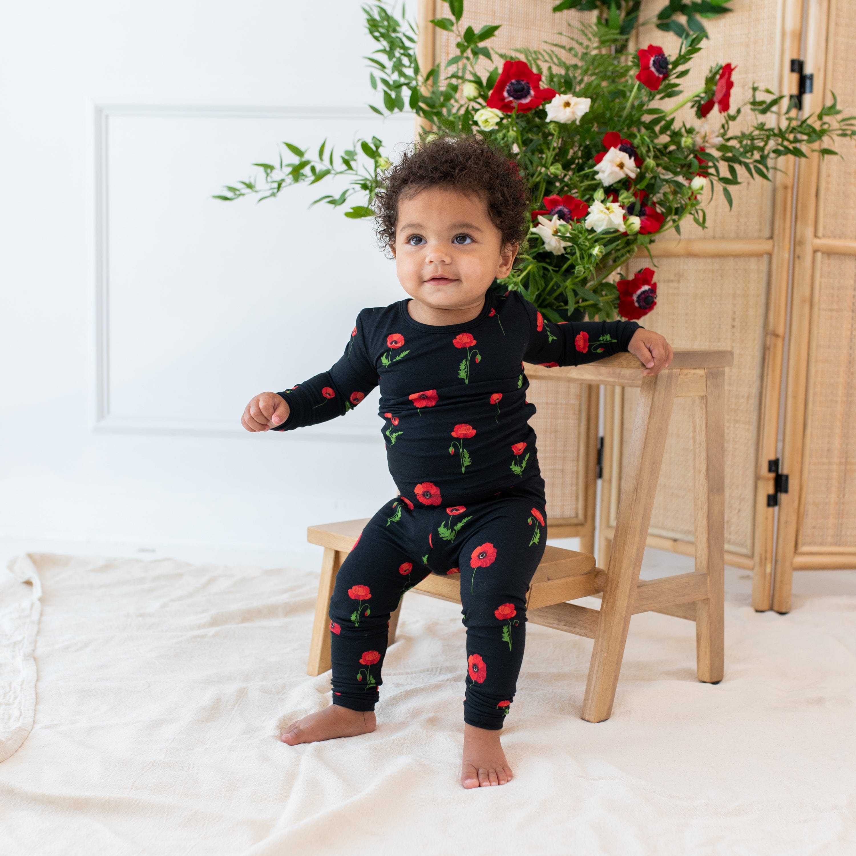 Kyte Baby Toddler Long Sleeve Pajamas Long Sleeve Pajamas in Midnight Poppies