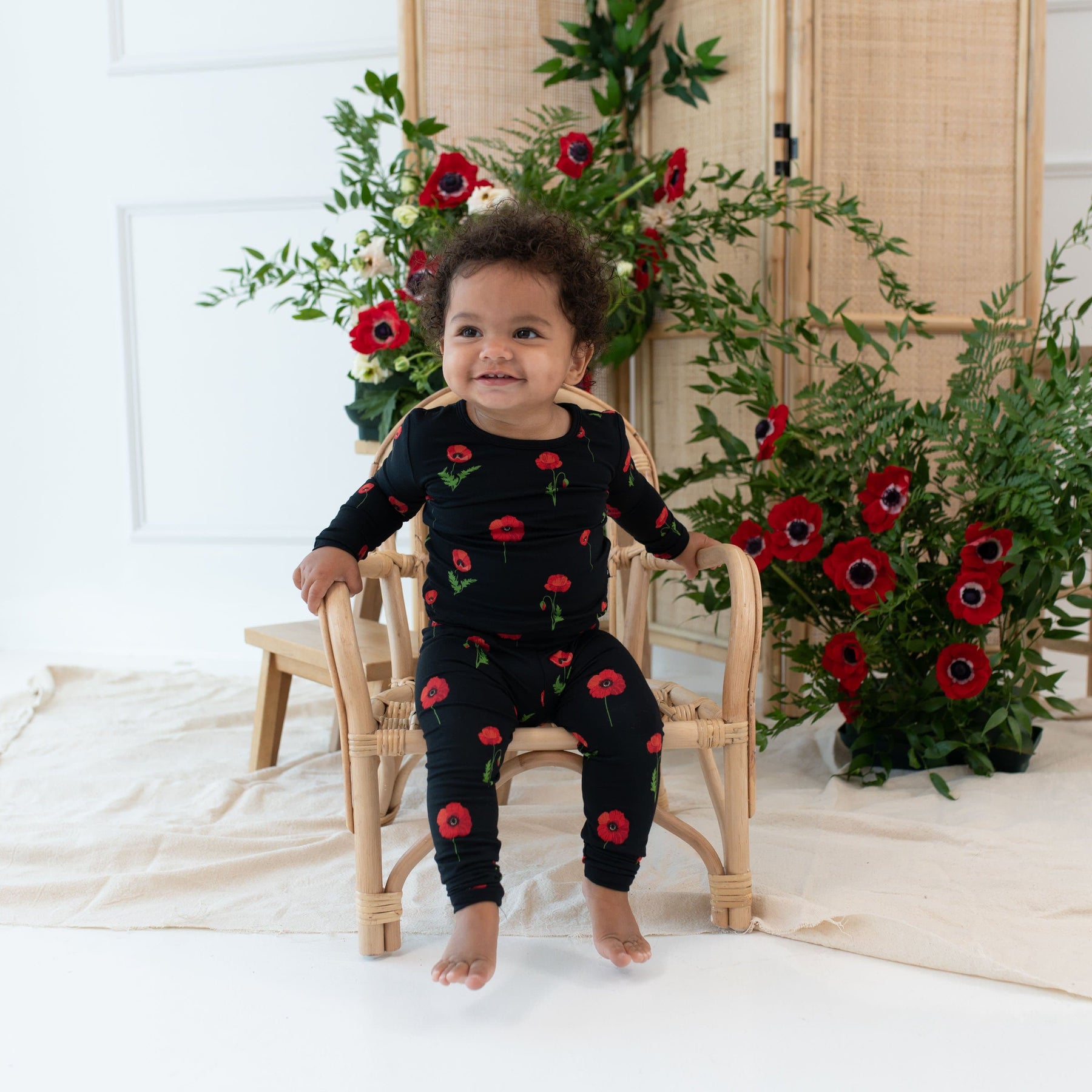 Kyte Baby Toddler Long Sleeve Pajamas Long Sleeve Pajamas in Midnight Poppies