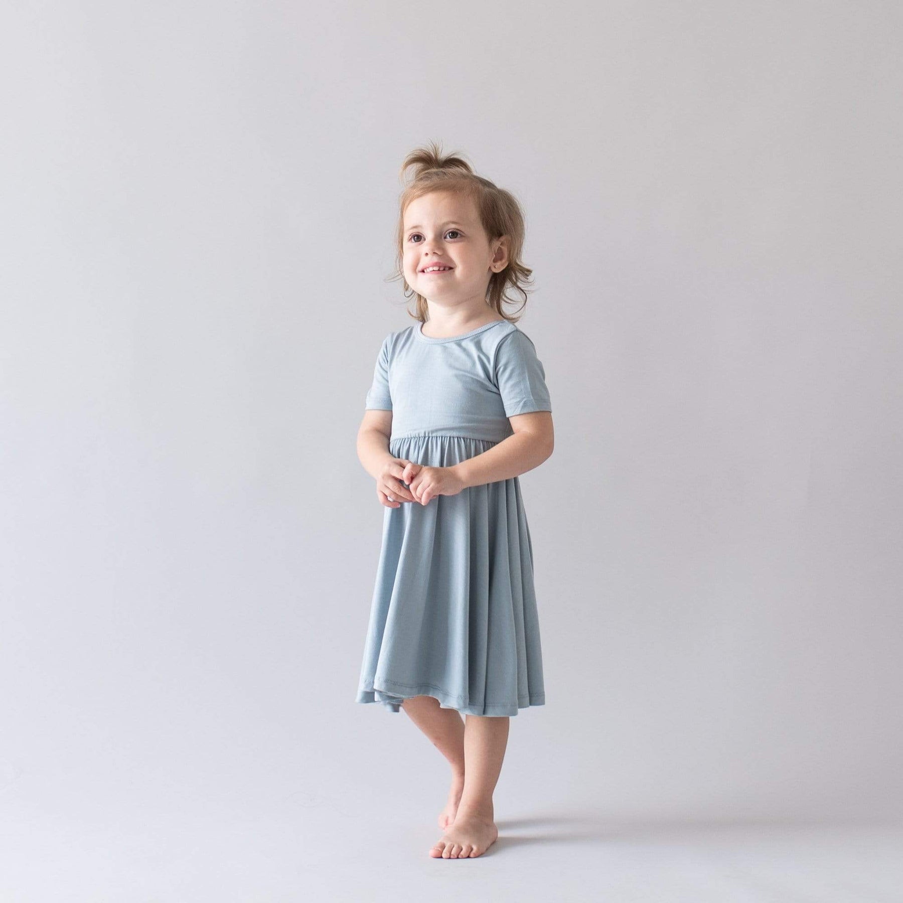 Kyte BABY Toddler Short Sleeve Twirl Dress Twirl Dress in Fog