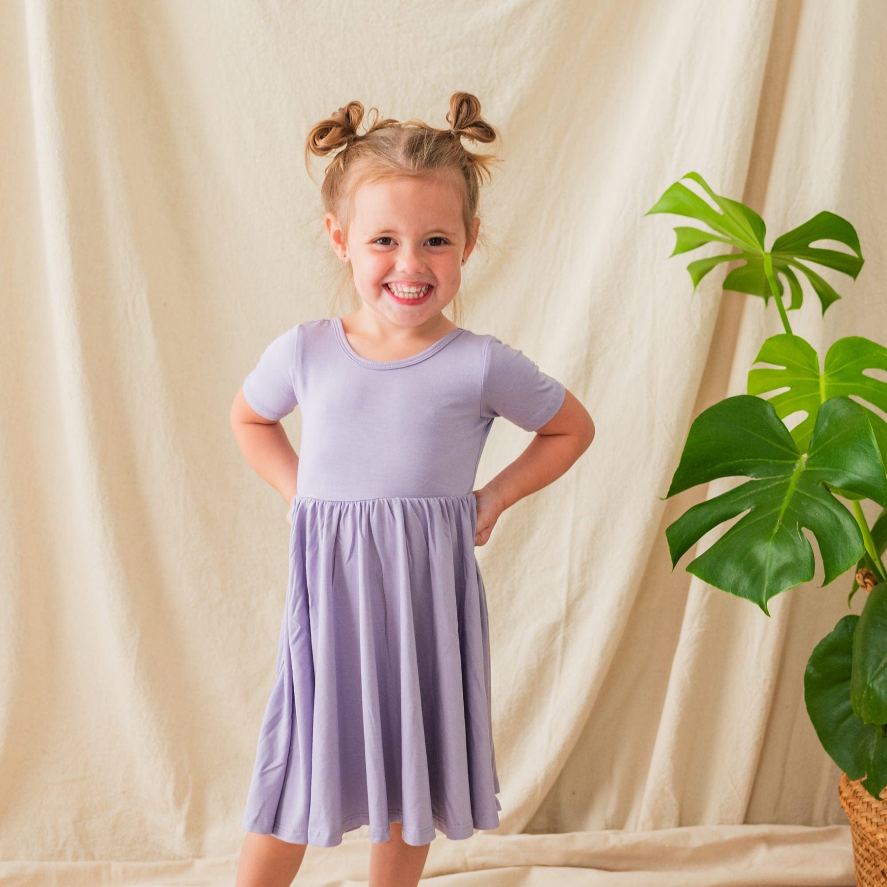 Kyte BABY Toddler Short Sleeve Twirl Dress Twirl Dress in Taro