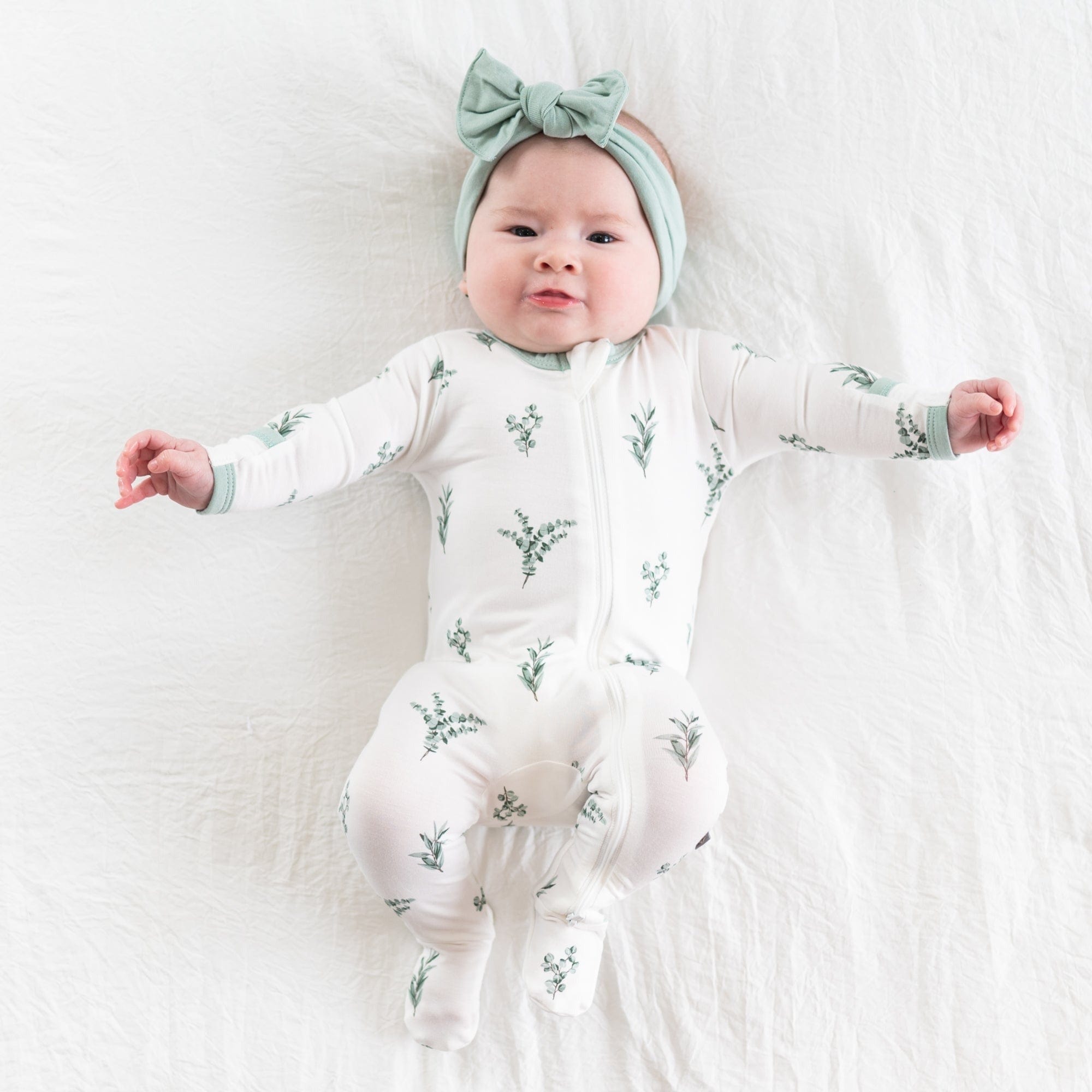 Kyte BABY Zippered Footies Printed Zippered Footie in Eucalyptus