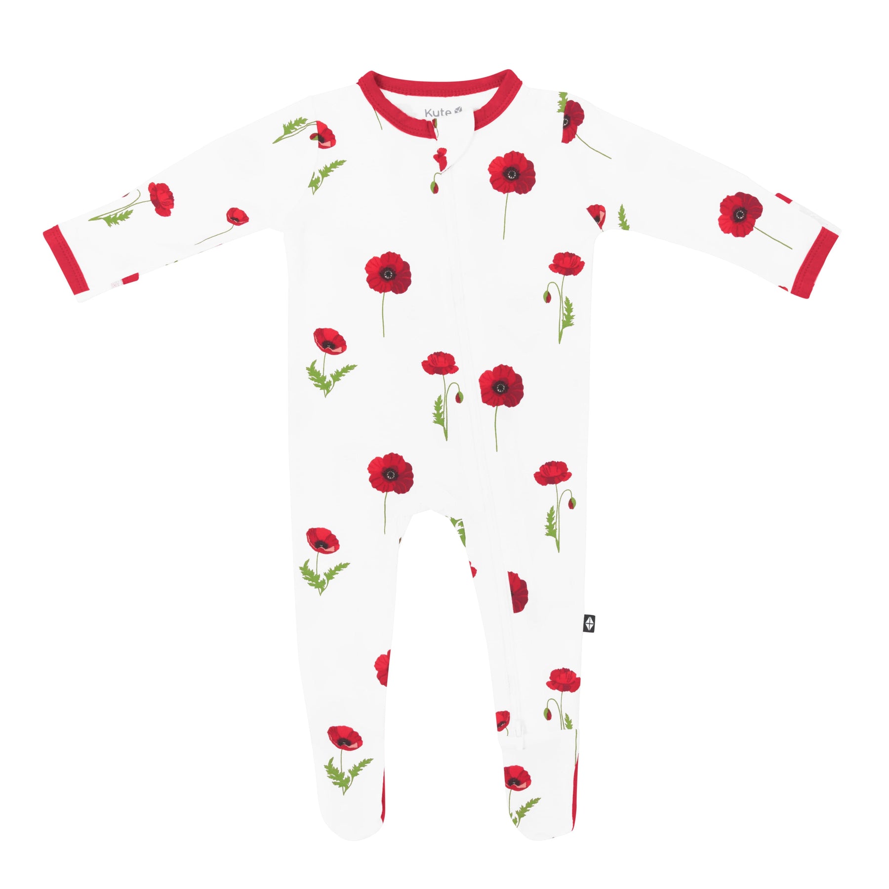 Kyte Baby Zippered Footies Zippered Footie in Cloud Poppies