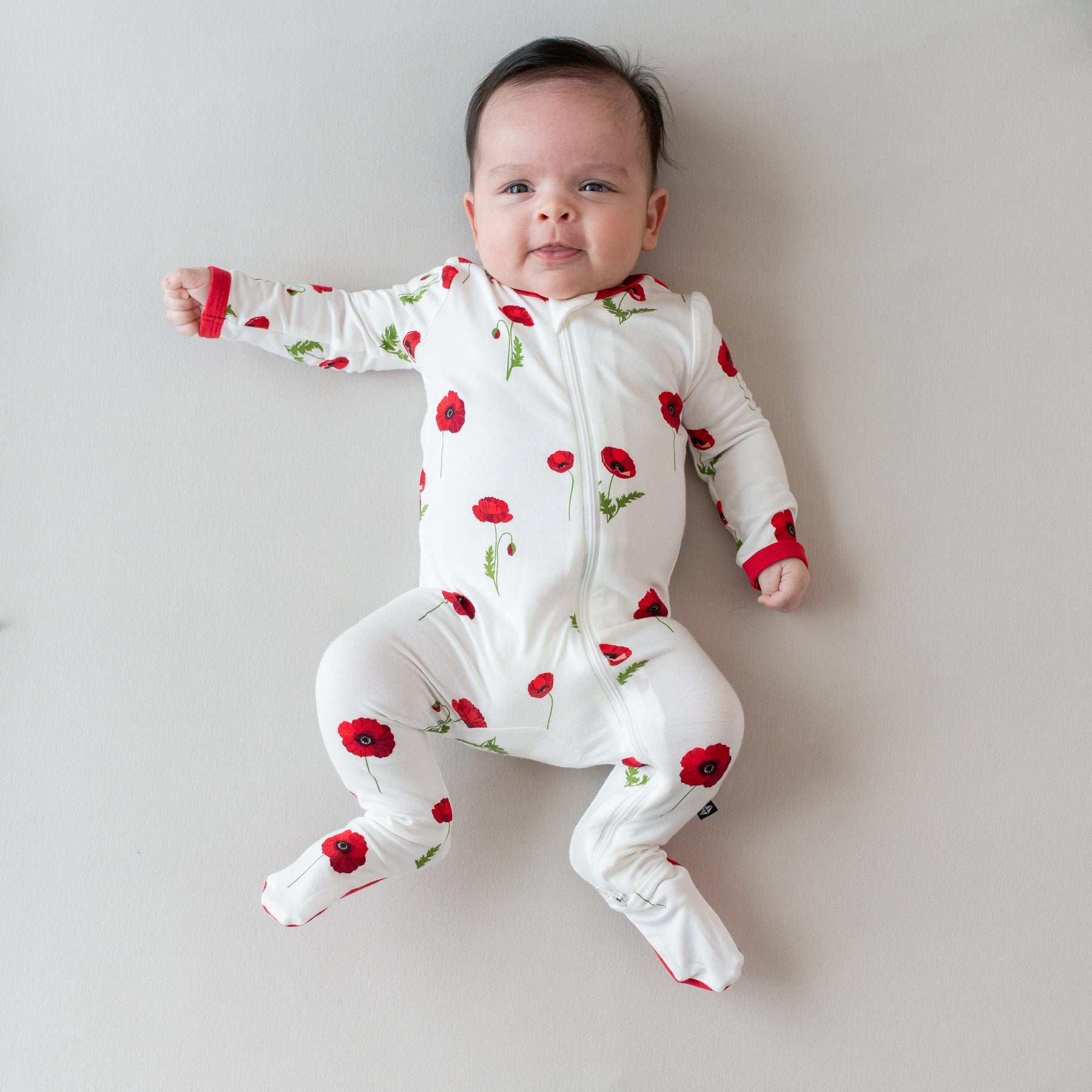 Kyte Baby Zippered Footies Zippered Footie in Cloud Poppies