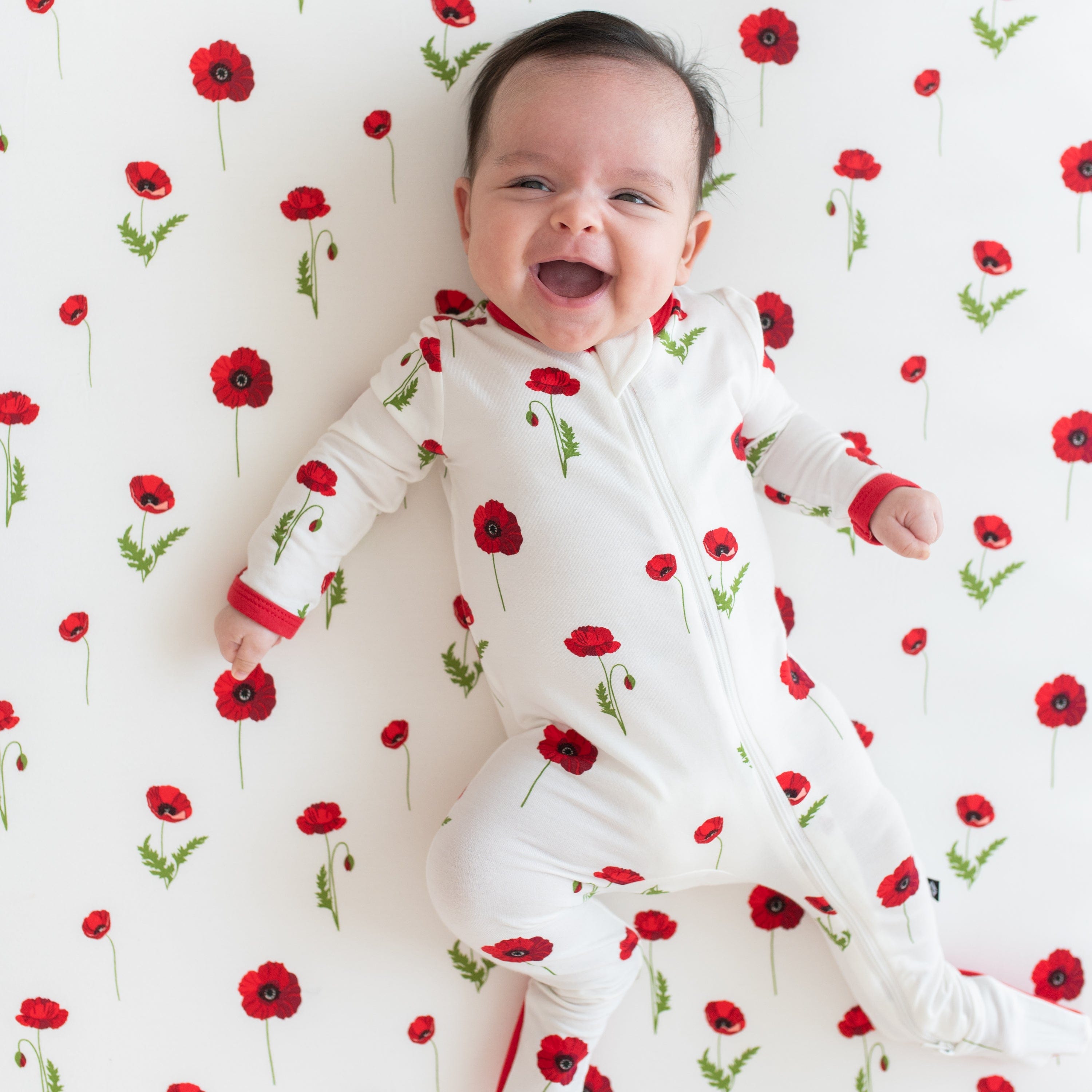 Kyte Baby Zippered Footies Zippered Footie in Cloud Poppies