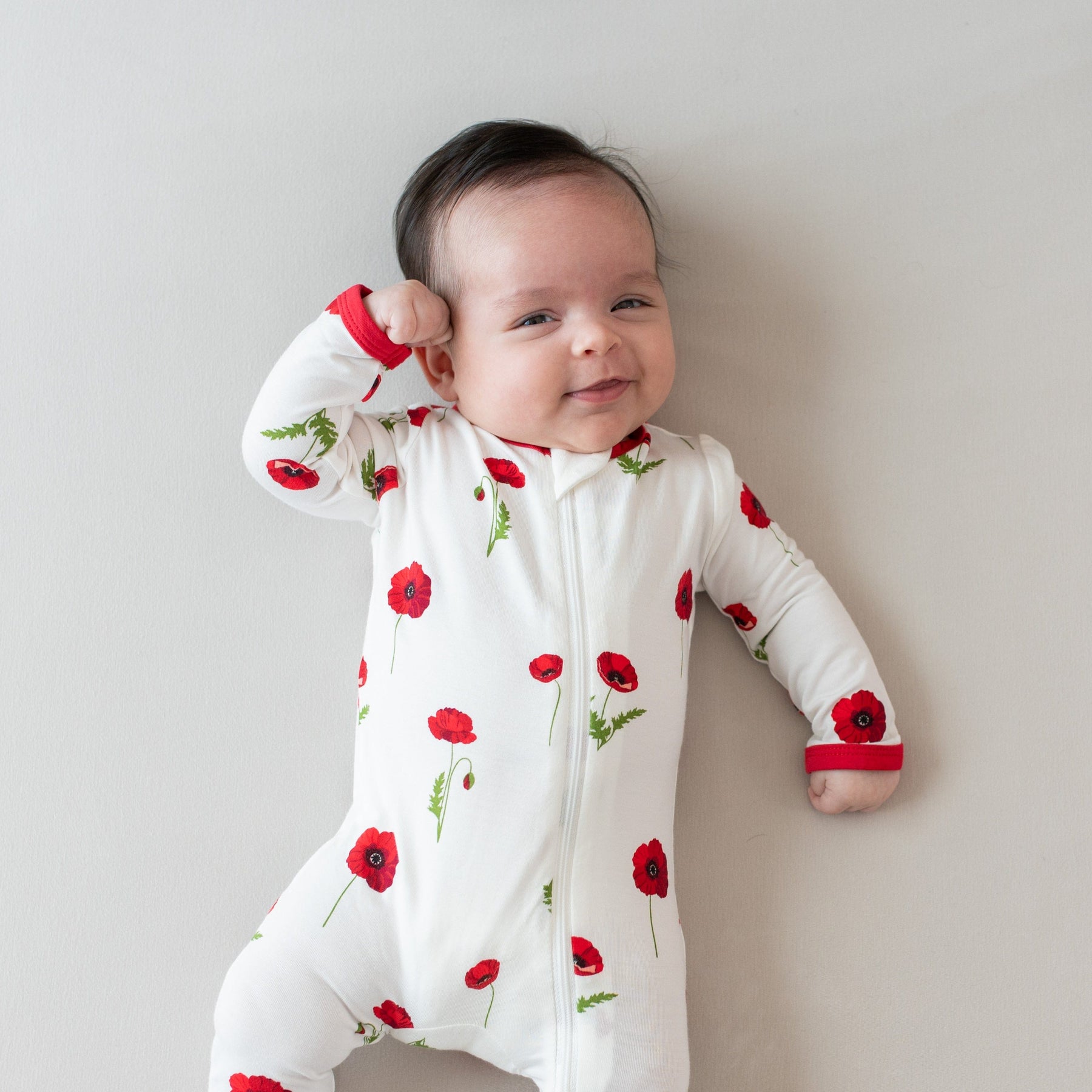 Kyte Baby Zippered Footies Zippered Footie in Cloud Poppies