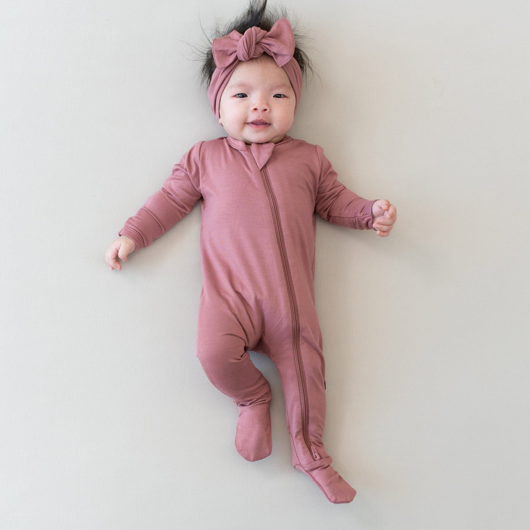 Kyte Baby Zippered Footies Zippered Footie in Dusty Rose