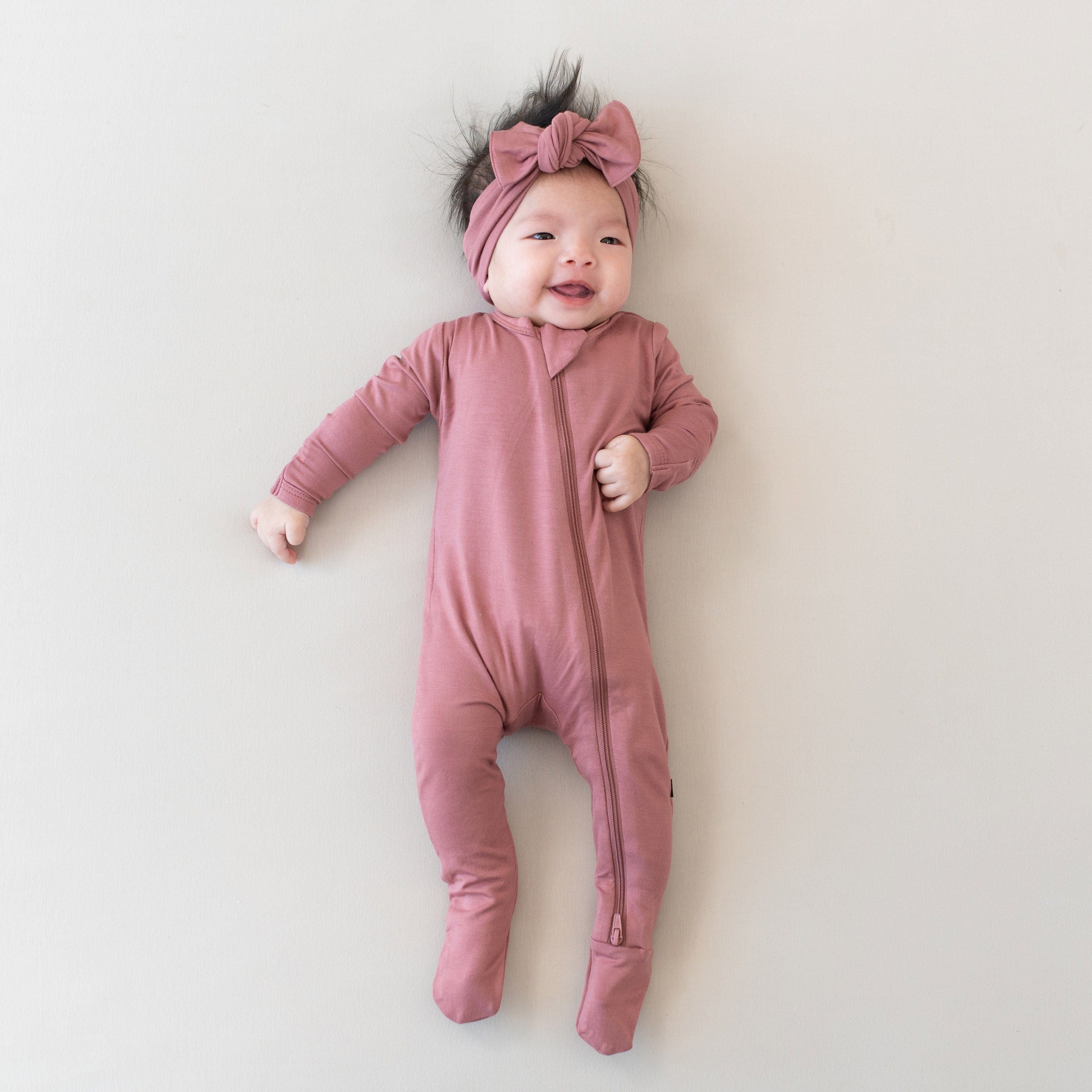 Kyte Baby Zippered Footies Zippered Footie in Dusty Rose