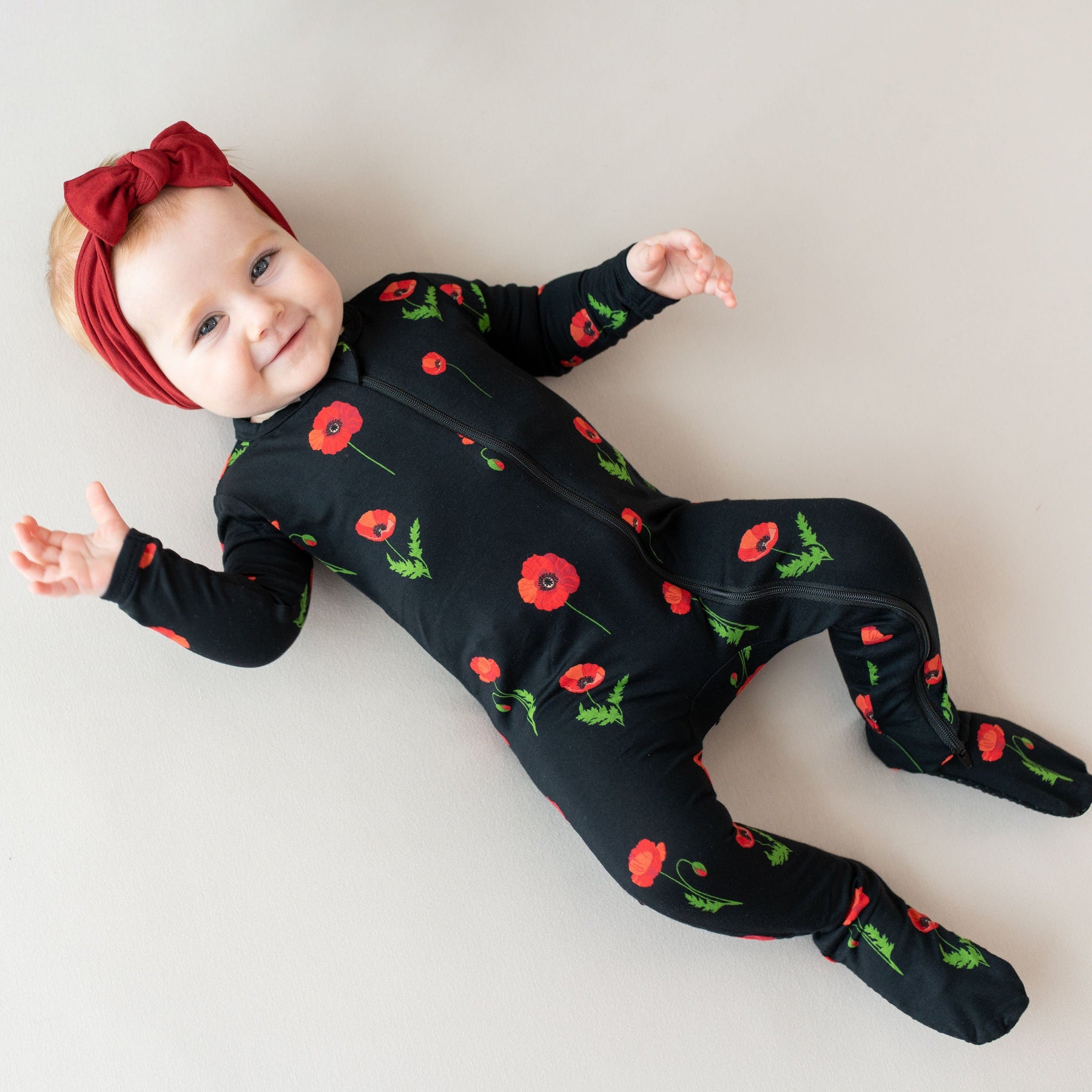 Kyte Baby Zippered Footies Zippered Footie in Midnight Poppies