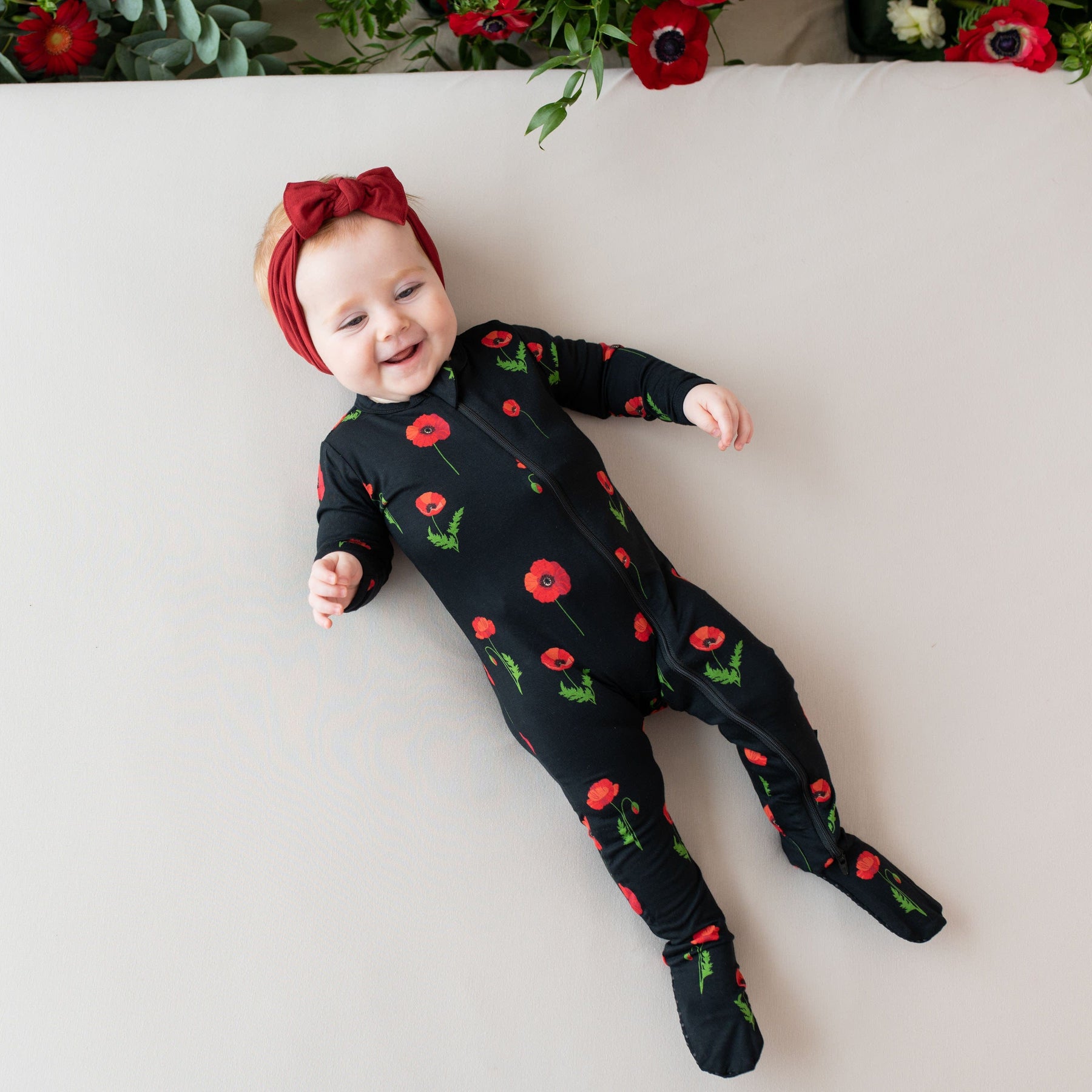 Kyte Baby Zippered Footies Zippered Footie in Midnight Poppies