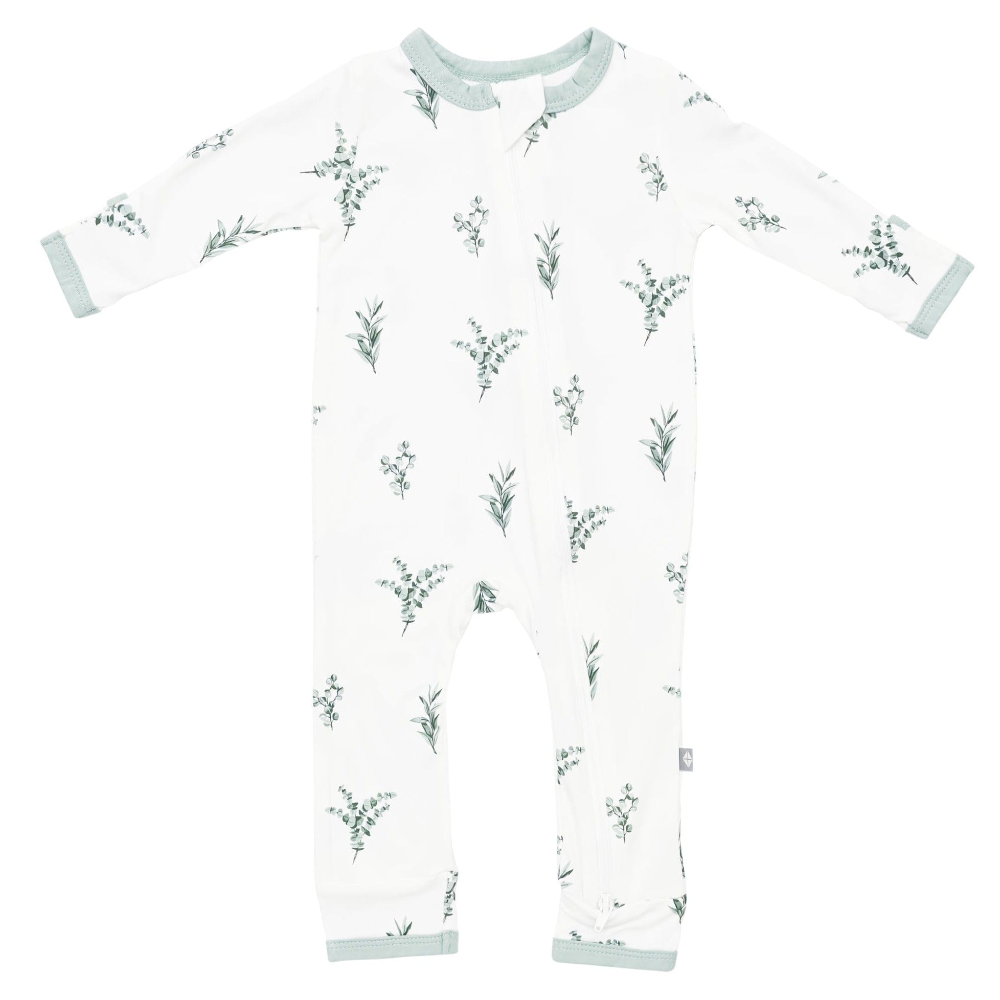 Kyte BABY Zippered Rompers Printed Zippered Romper in Eucalyptus