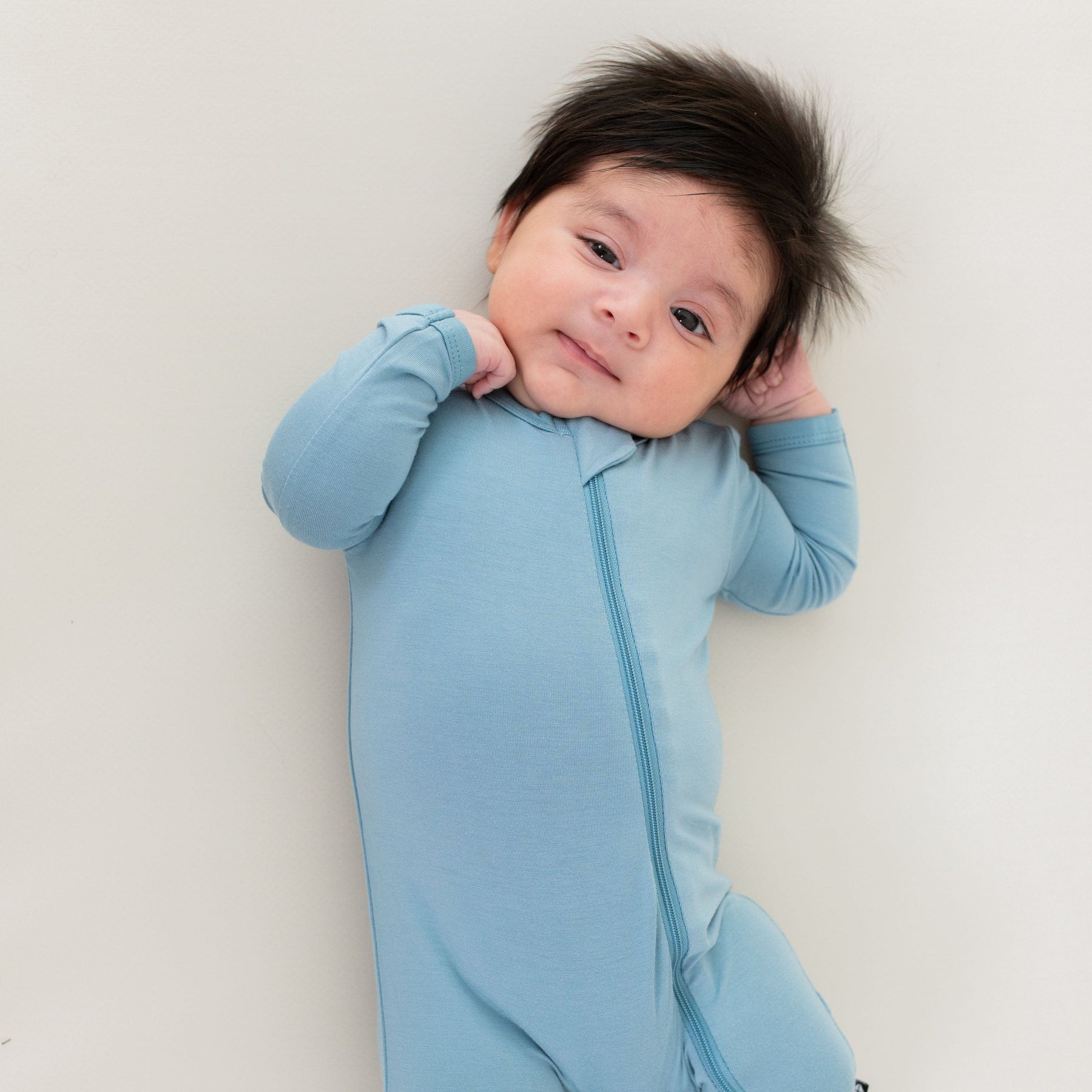 Kyte Baby Zippered Rompers Zippered Romper in Dusty Blue