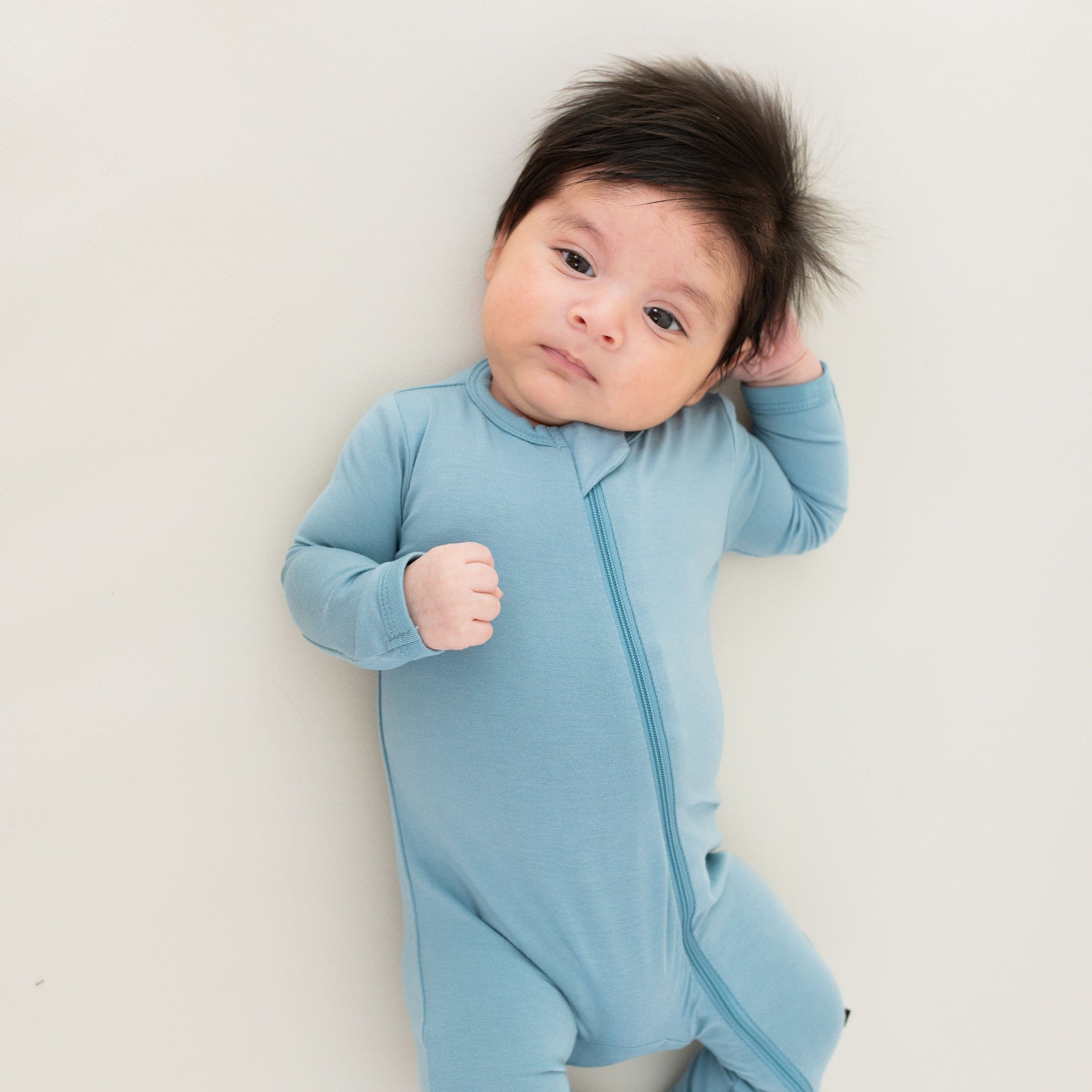 Kyte Baby Zippered Rompers Zippered Romper in Dusty Blue