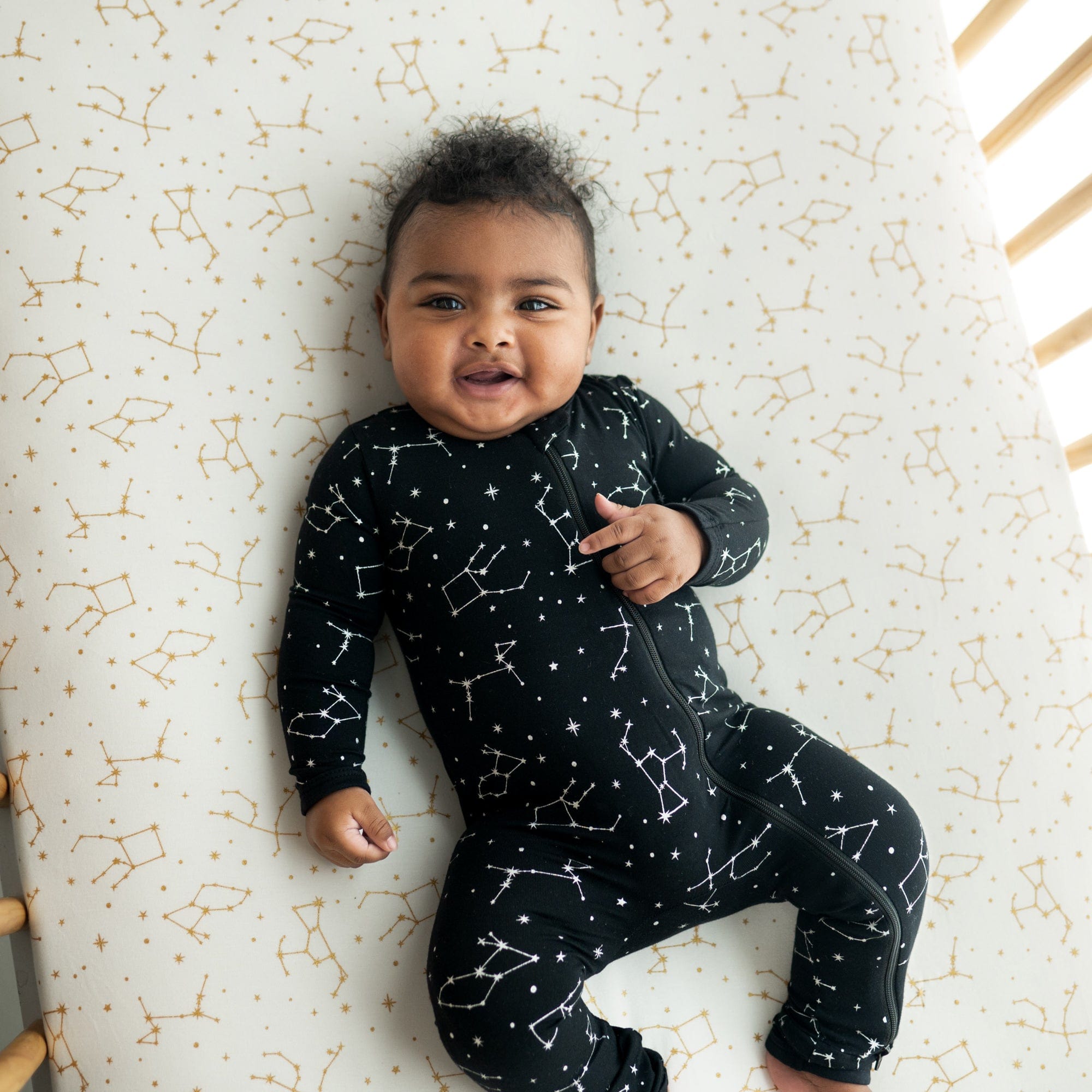 Kyte BABY Zippered Rompers Zippered Romper in Midnight Constellations