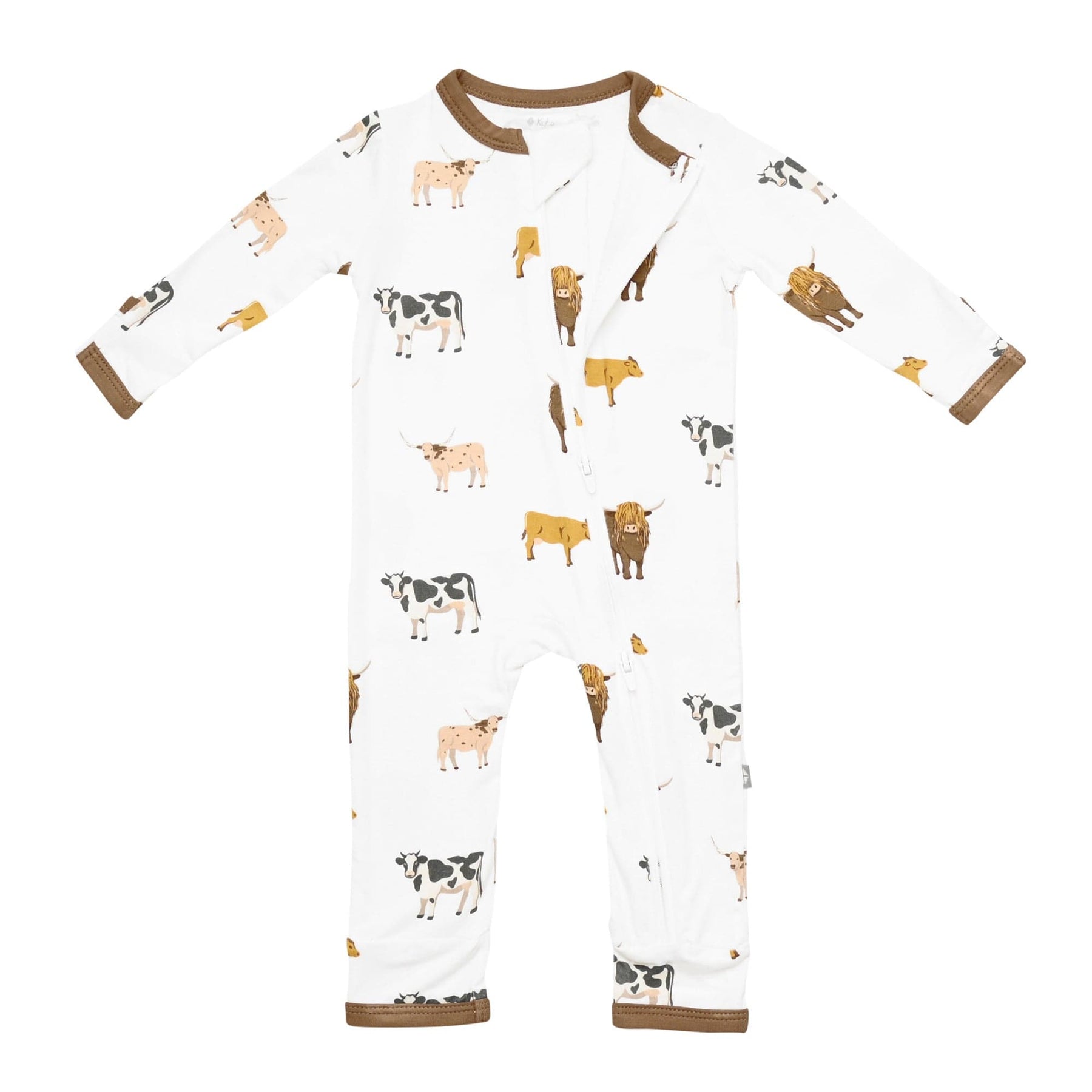 Kyte BABY Zippered Rompers Zippered Romper in Moo