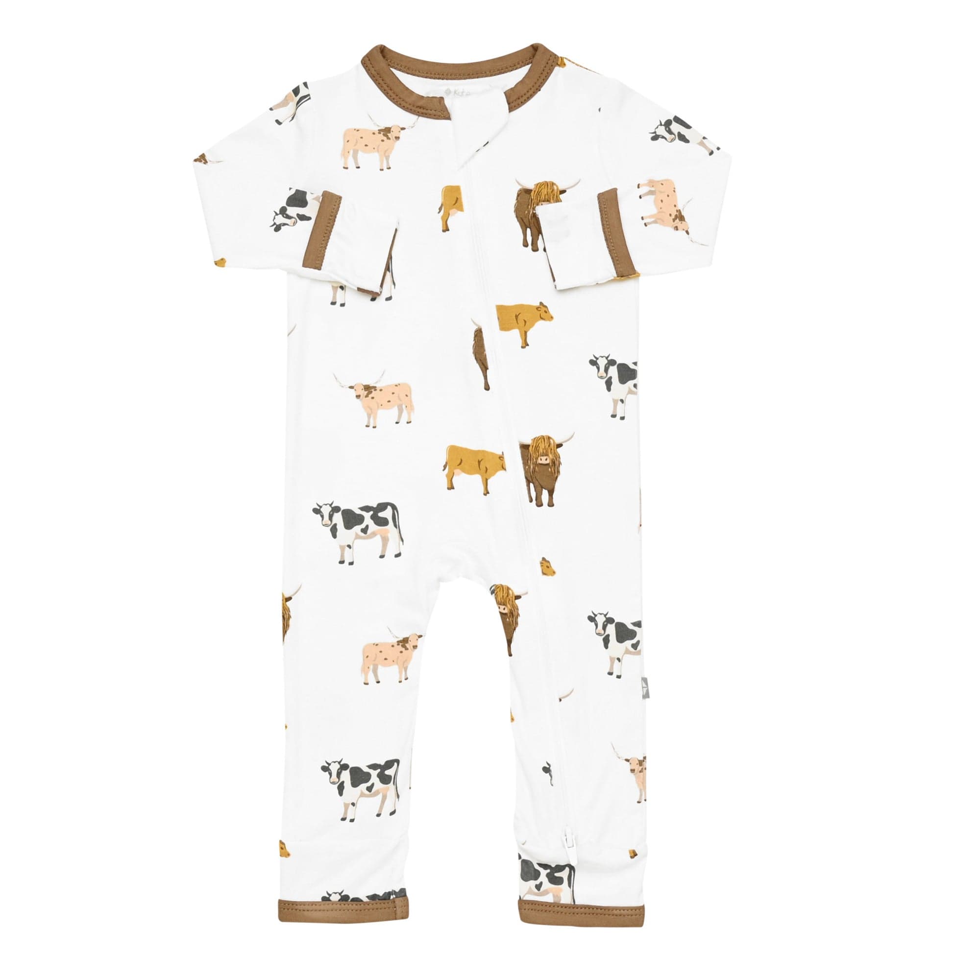 Kyte BABY Zippered Rompers Zippered Romper in Moo