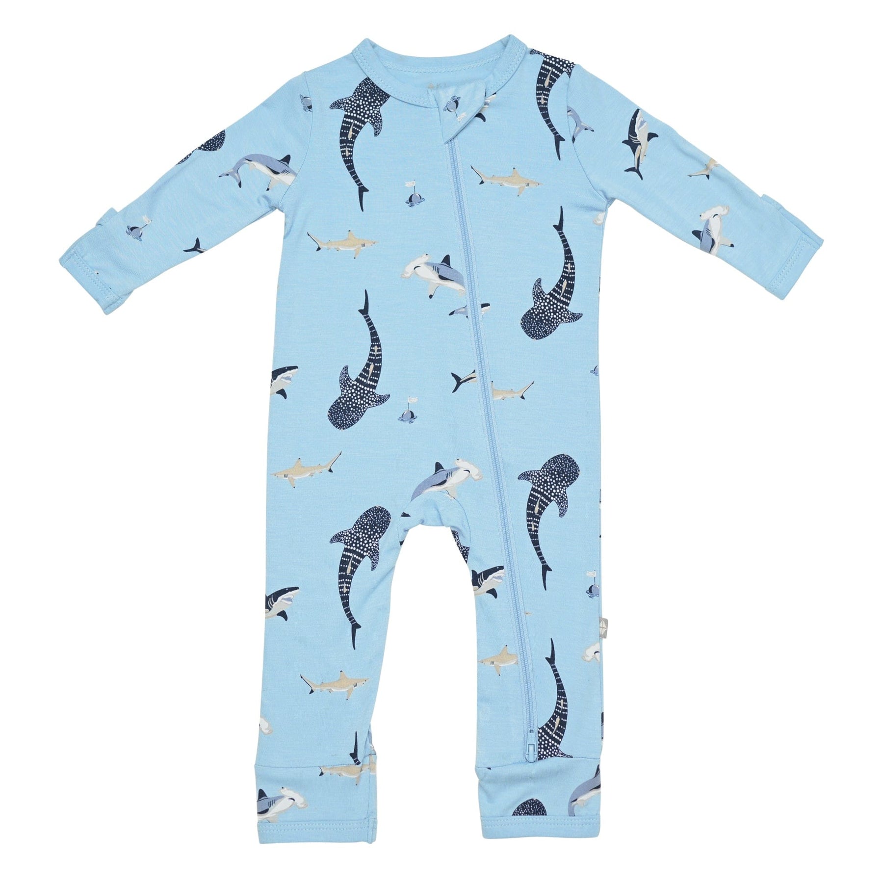 Kyte BABY Zippered Rompers Zippered Romper in Stream Shark