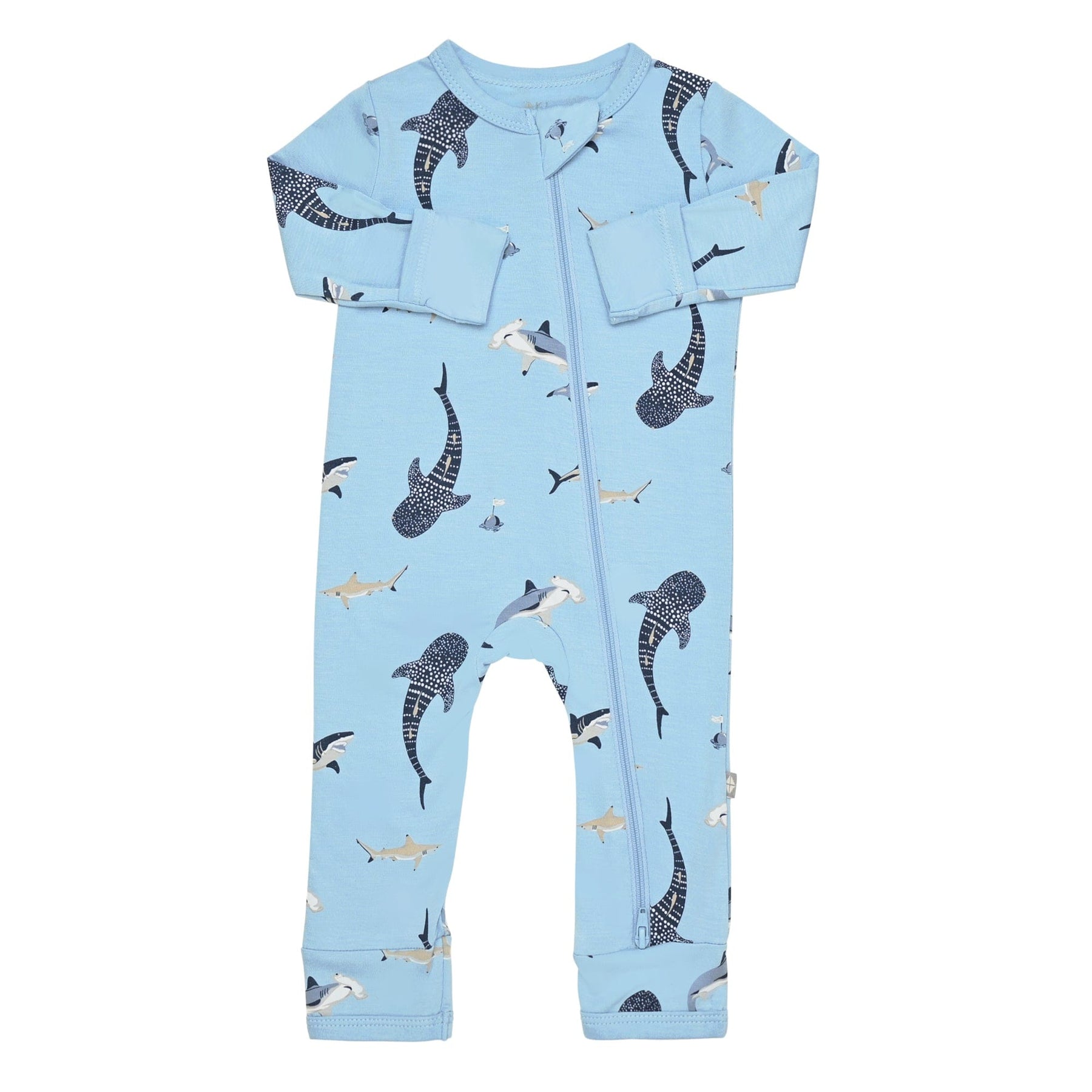 Kyte BABY Zippered Rompers Zippered Romper in Stream Shark