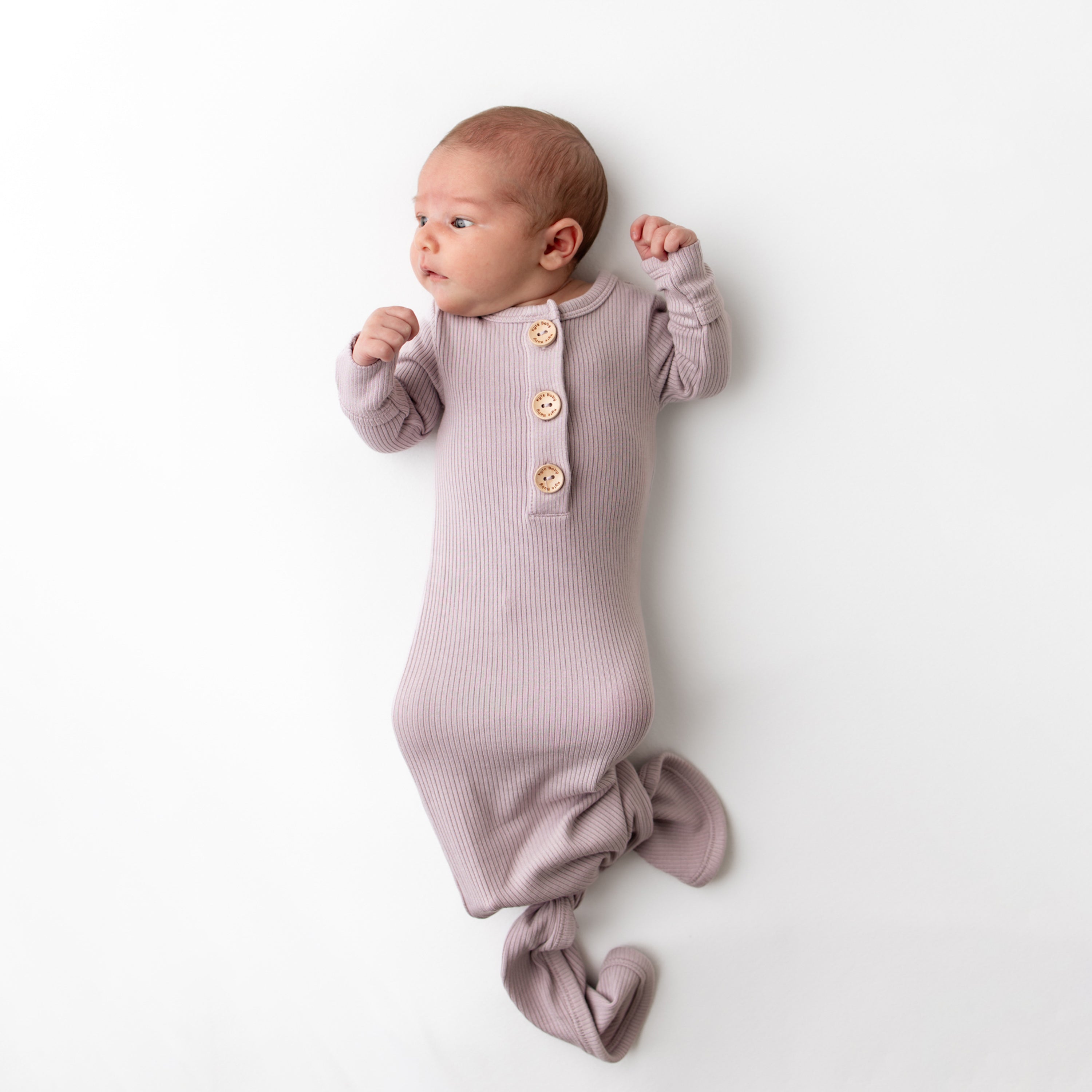 Kyte Baby Ribbed Knotted Gown with Hat - Wisteria Kyte Baby Ribbed Knotted Gown with Hat - Wisteria